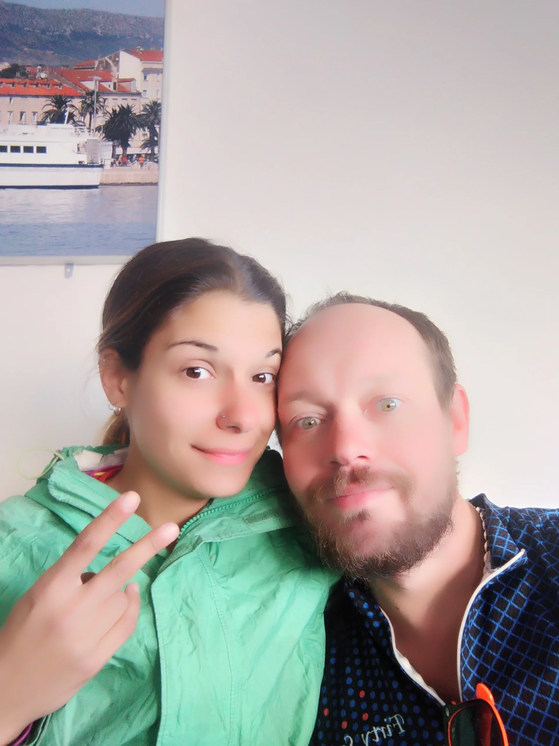 Craig bought his phone in Asia. This is a ferry selfie in the “beauty setting.”