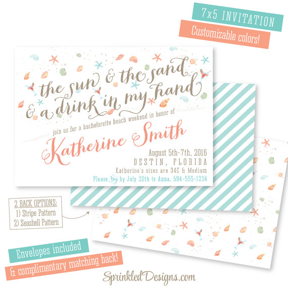    Invite by Sprinkled Design    Yes please! It's February and this  invite &nbsp;is making me just want to lay on a beach with a drink in my hand. If you're hitting up the beach for the weekend, this sweet invite is perfect!&nbsp; 