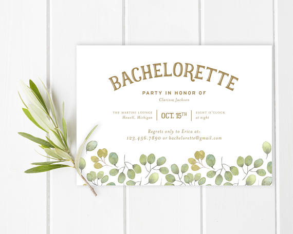    Invite by Blonde and Brindle LLC    I love the gorgeous simplicity to this  invite . If you're having a wine tasting weekend or a simple getaway for your bachelorette, this invitation would be perfect.&nbsp; 