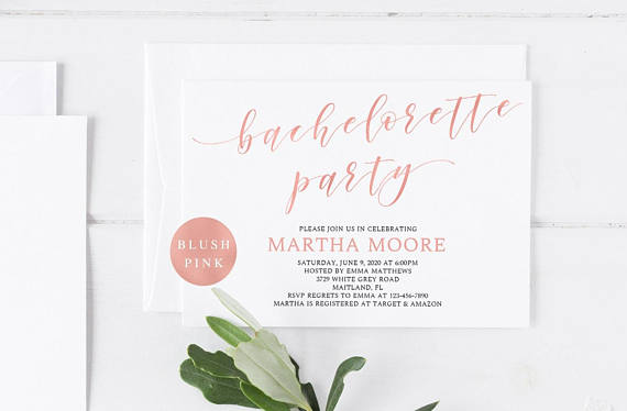    Invite by Wishful Paperie    Faux rose gold forever! This  invite &nbsp;would help kick off a classy weekend with the girls.&nbsp; 