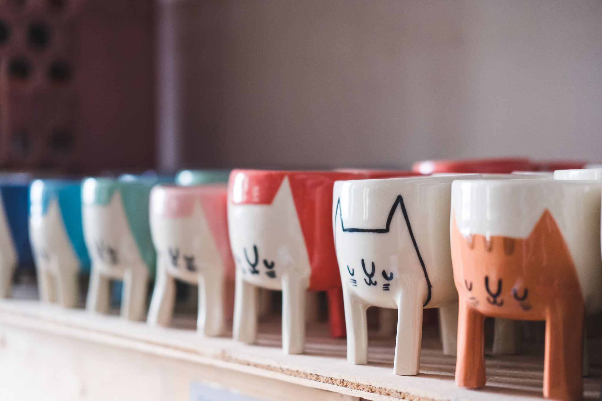 All of our pieces are given one more look-over to make sure no cracks or imperfections have shown up in the last firing. After they get the O-K, we package them up to be sent in the post to you, or to travel safely to our next show.
