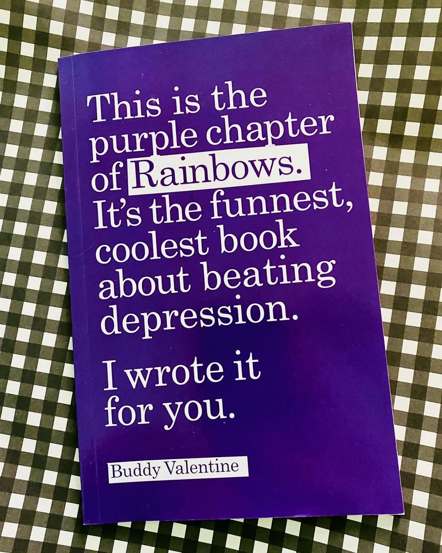 here/s a preview of the PURPLE chapter of Rainbows/ the funnest/ coolest book about beating depression! This was a fun one to work on cuz I really embraced the color in my wardrobe while writing it/ often wearing purple shoes and a purple top_ The ov