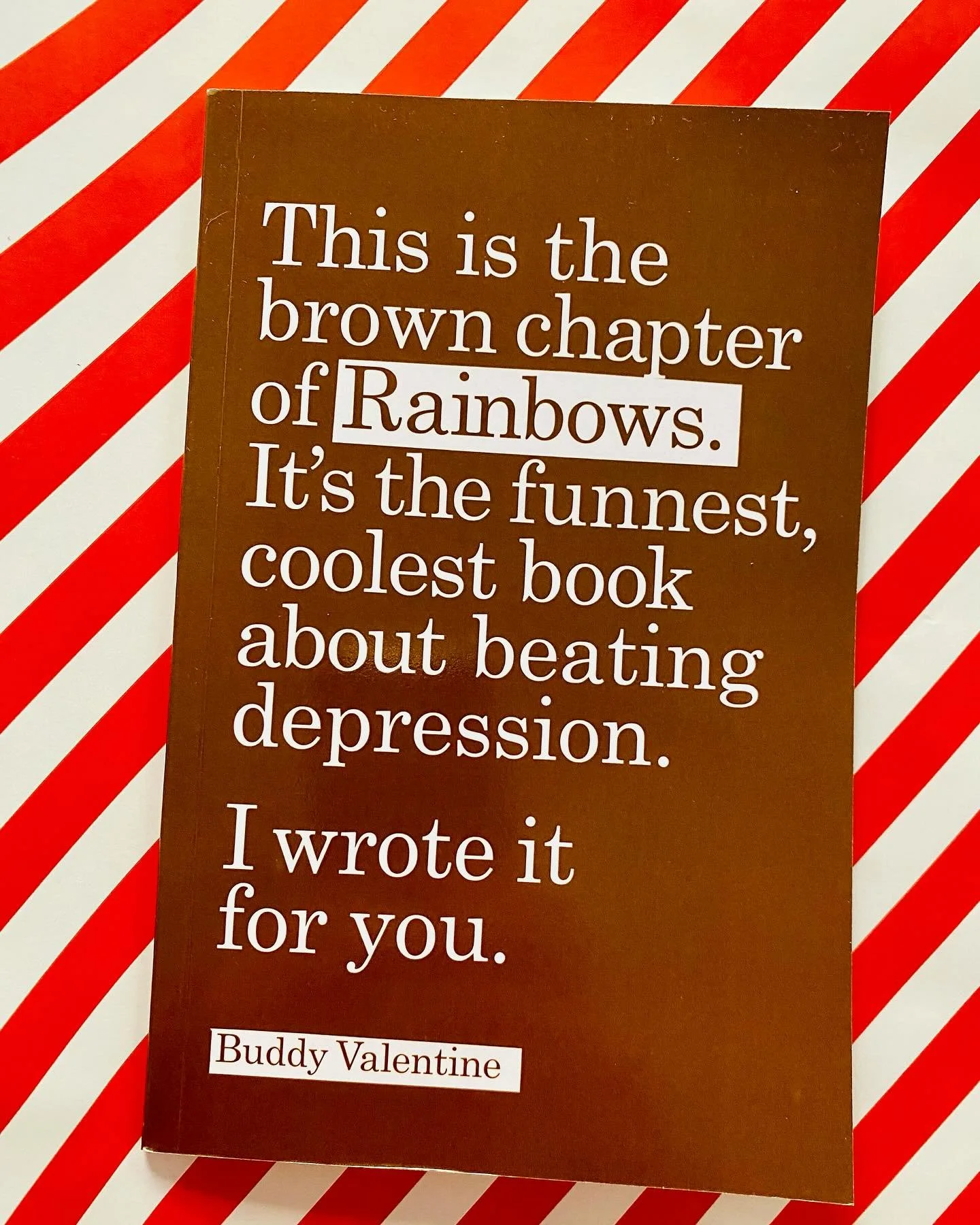 Today/s chapter preview of Rainbows/ the funnest/ coolest book about beating depression/ is BROWN/ the latest in the series_ Brown is all about comfort/ from fuzzy teddy bears to hot coffee to dark chocolate_ 

Fun fact &gt; A study that had select p