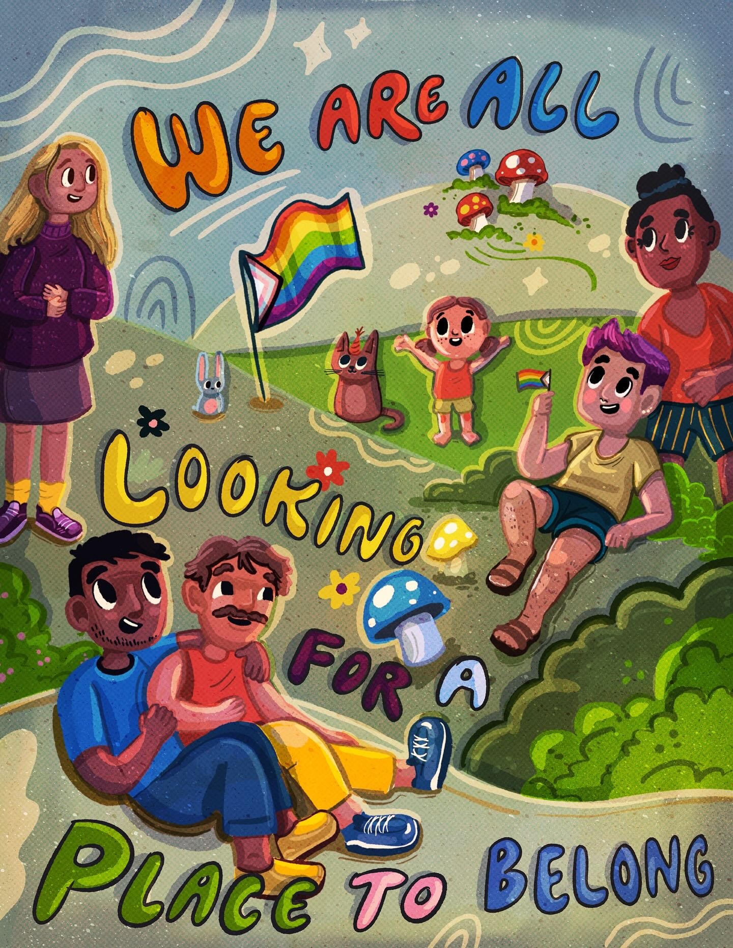 You belong here. 🏳️&zwj;🌈🏳️&zwj;⚧️Happy Pride ❤️

Illustration adapted from a piece I did for @eugeneweekly last year.