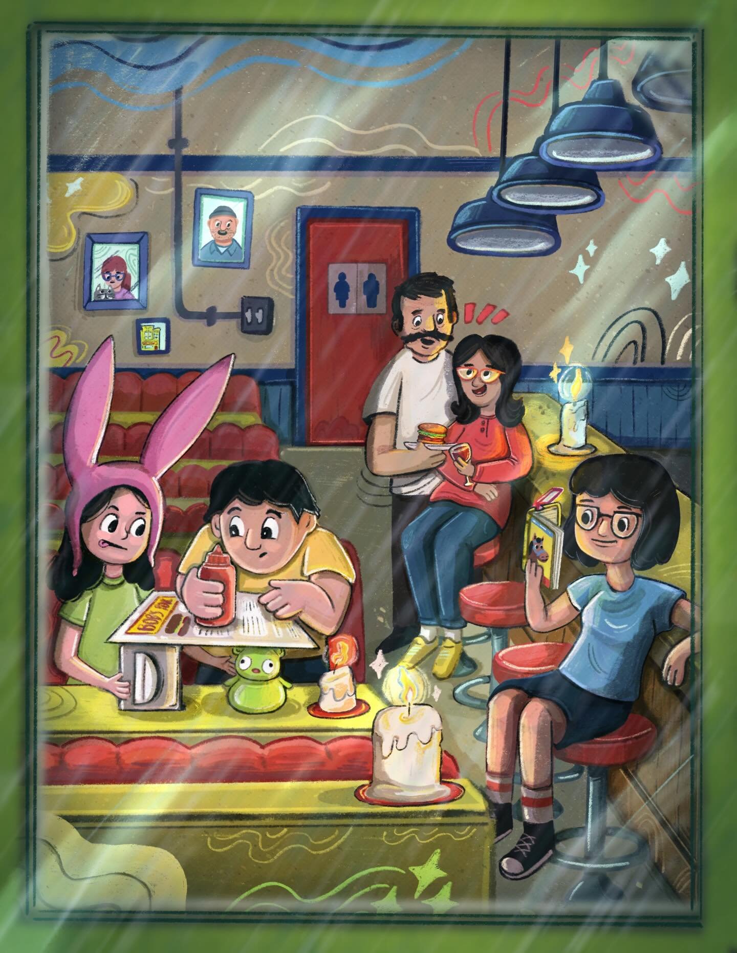 Rainy day in Oregon is making me think about a cozy rainy day at Bob&rsquo;s 🍔

#procreate #art #bobsburgers #fanart