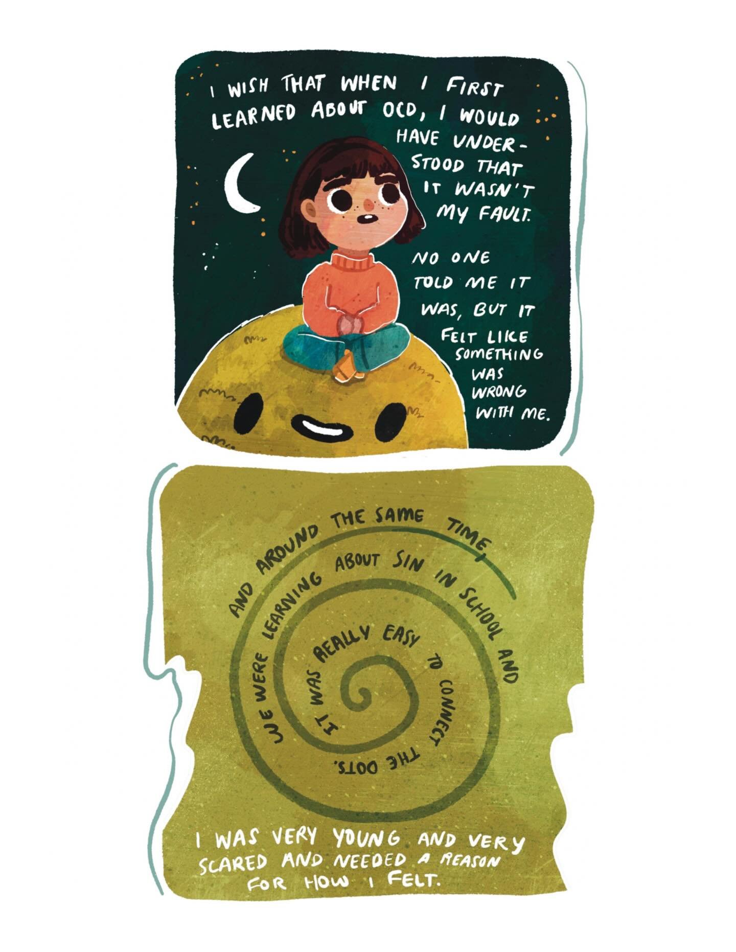 Every once in a while I reshare this comic. It&rsquo;s my experience growing up with OCD. I&rsquo;m currently working on a much longer version of this story but this one still feels like a really honest approach to it. 

I&rsquo;ve seen such big stri