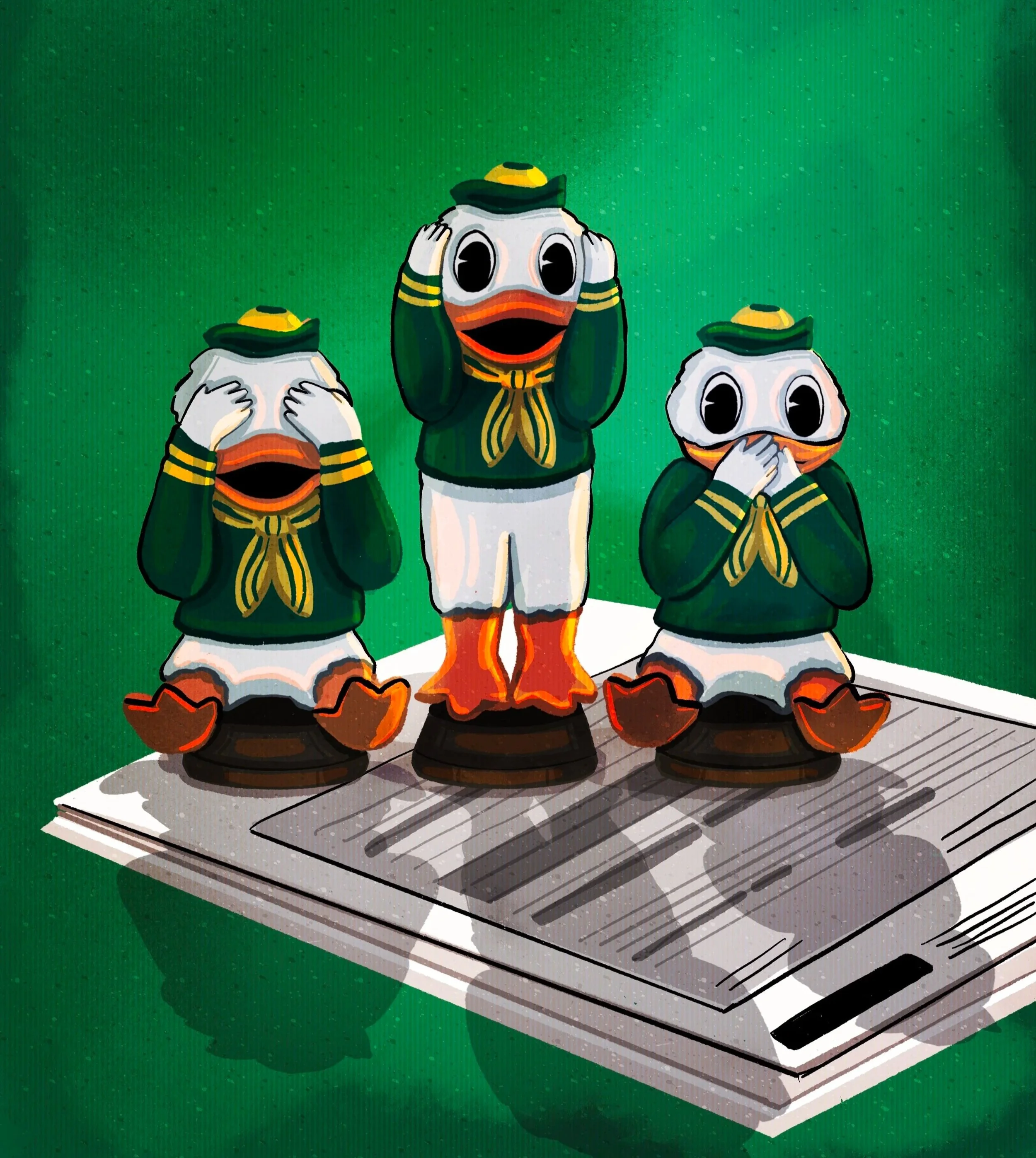 'Report No Evil' Cover Illustration, Eugene Weekly 2024, Best in Illustration from the Society of Professional Journalism