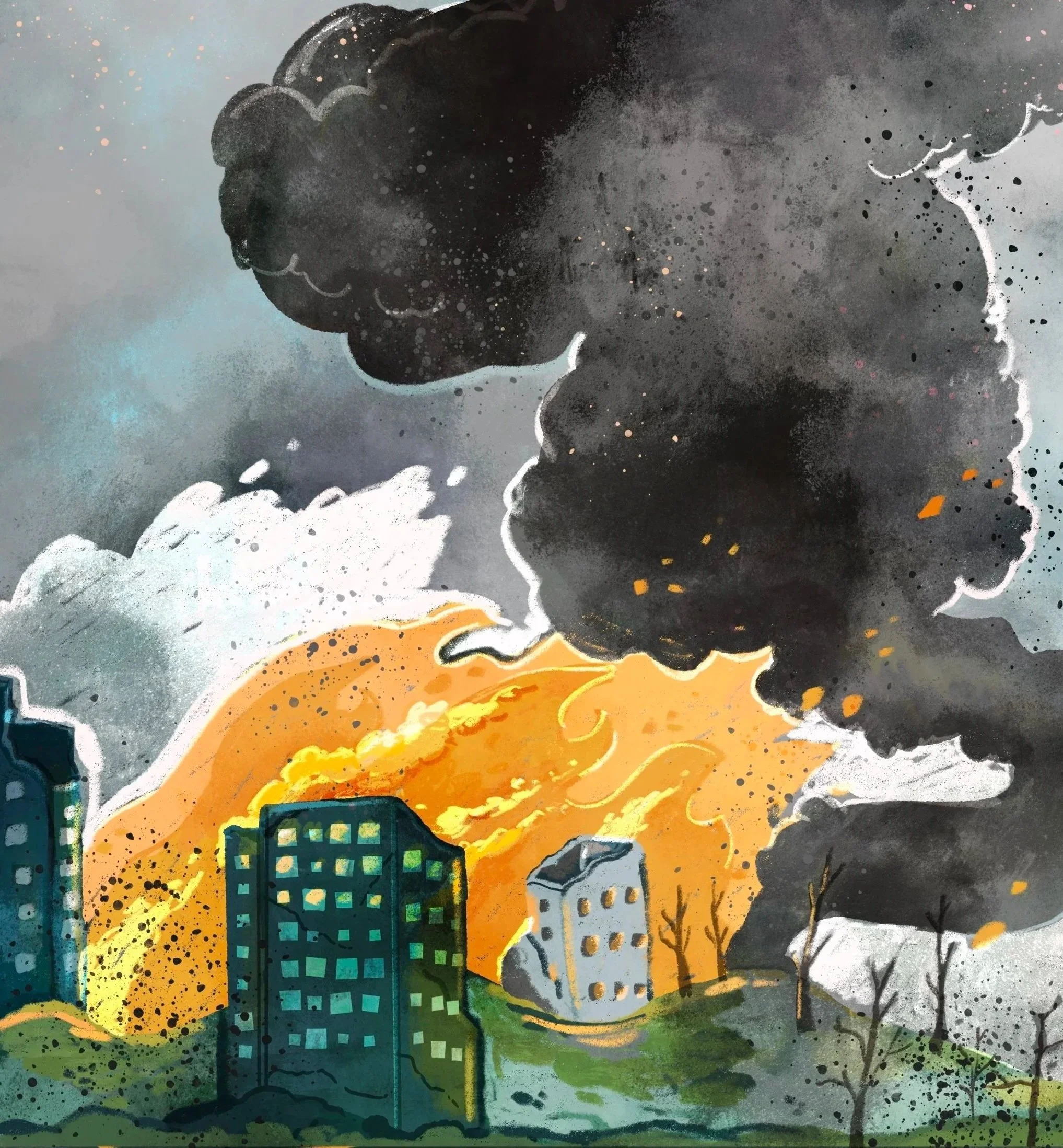 'Climate and War' Eugene Weekly 2026, Cover Illustration