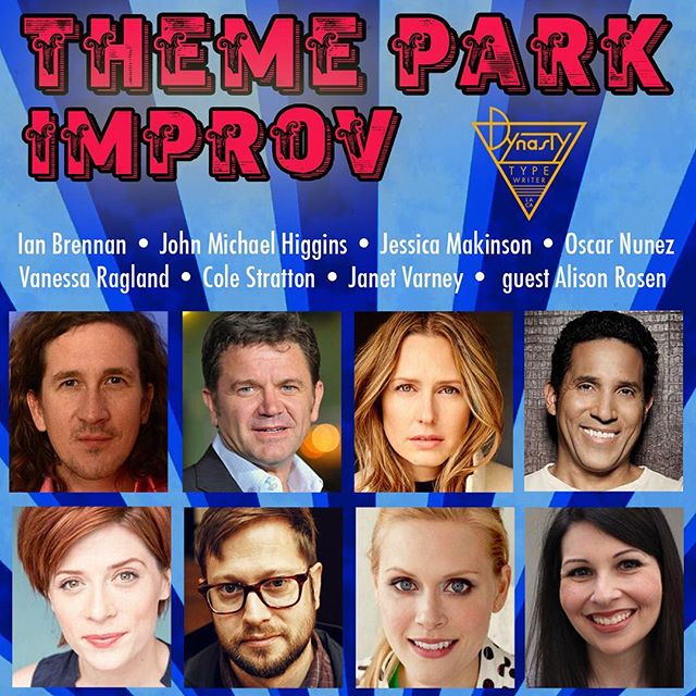 Tonight! Theme Park debuts at @dynastytypewriter at 8pm! @strattoncole @makinsome @thejvclub @johnmichaelhiggins Oscar Nunez, Ian Brennan and guest @alisonrosen