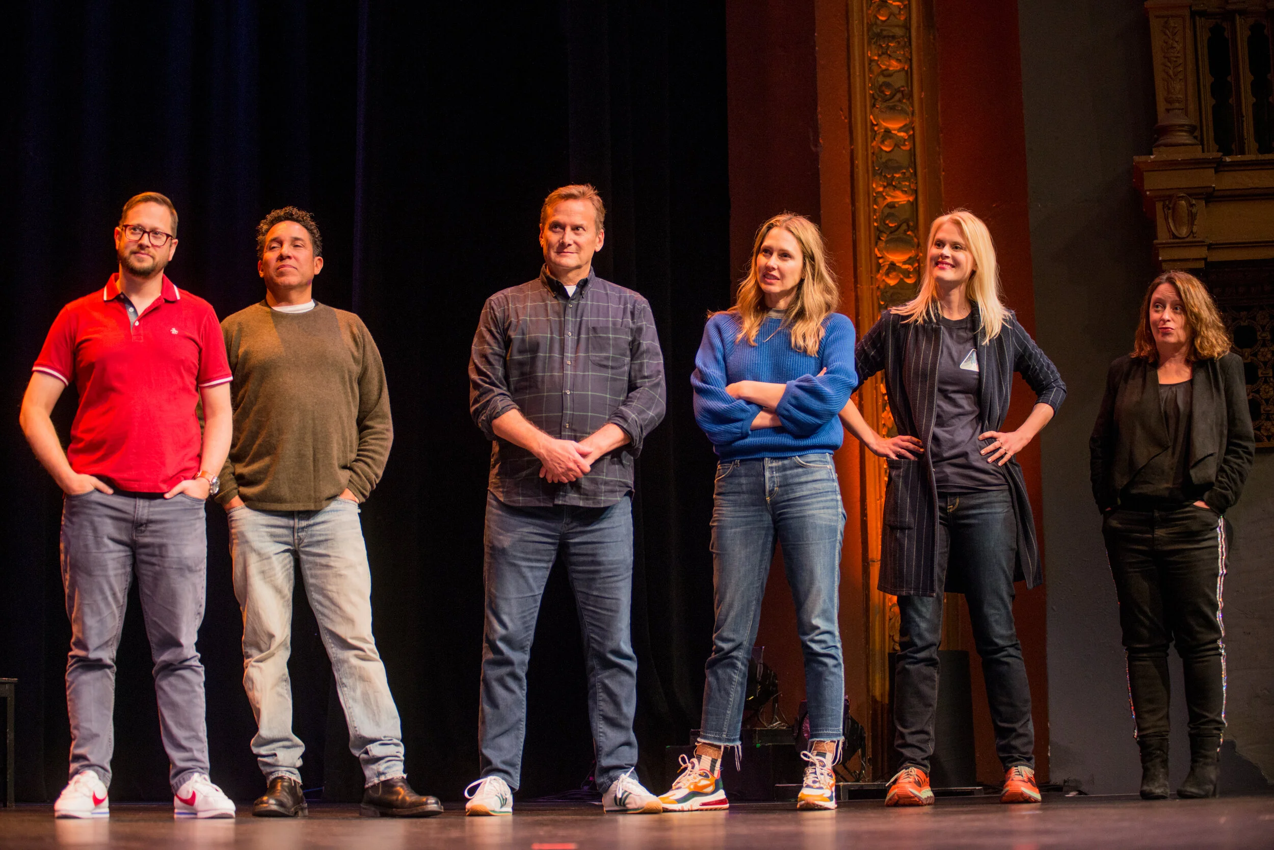 Cole Stratton, Oscar Nunez, Michael Hitchcock, Jessica Makinson, Janet Varney and Rachel Dratch
