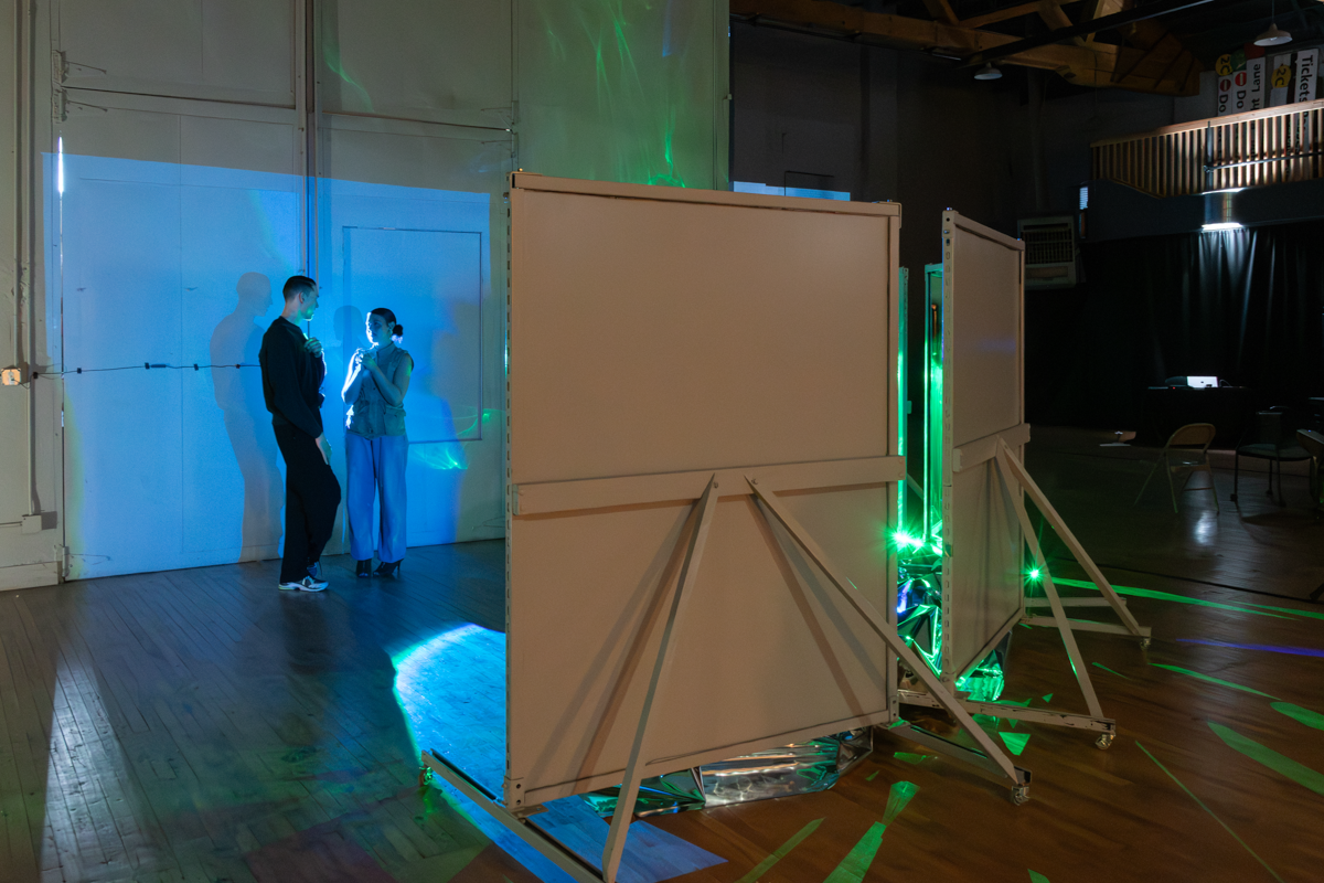 Installed space for sound piece for 'Hear, Here', March 2026, curated by Drew Austin. photos: Raymundo Muñoz.