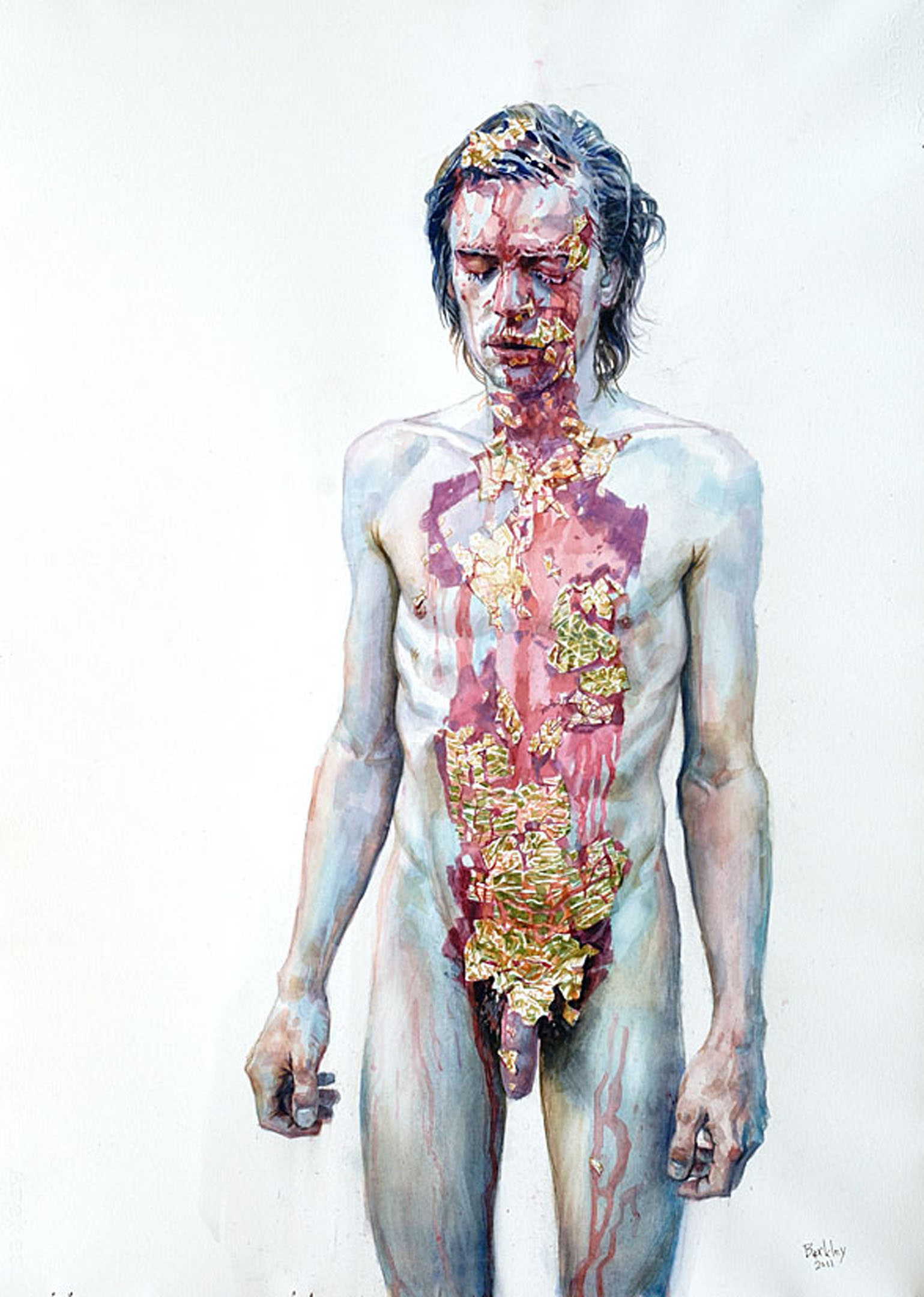 Study for Fallen Angel II, watercolour 30.0 x 22.0 in