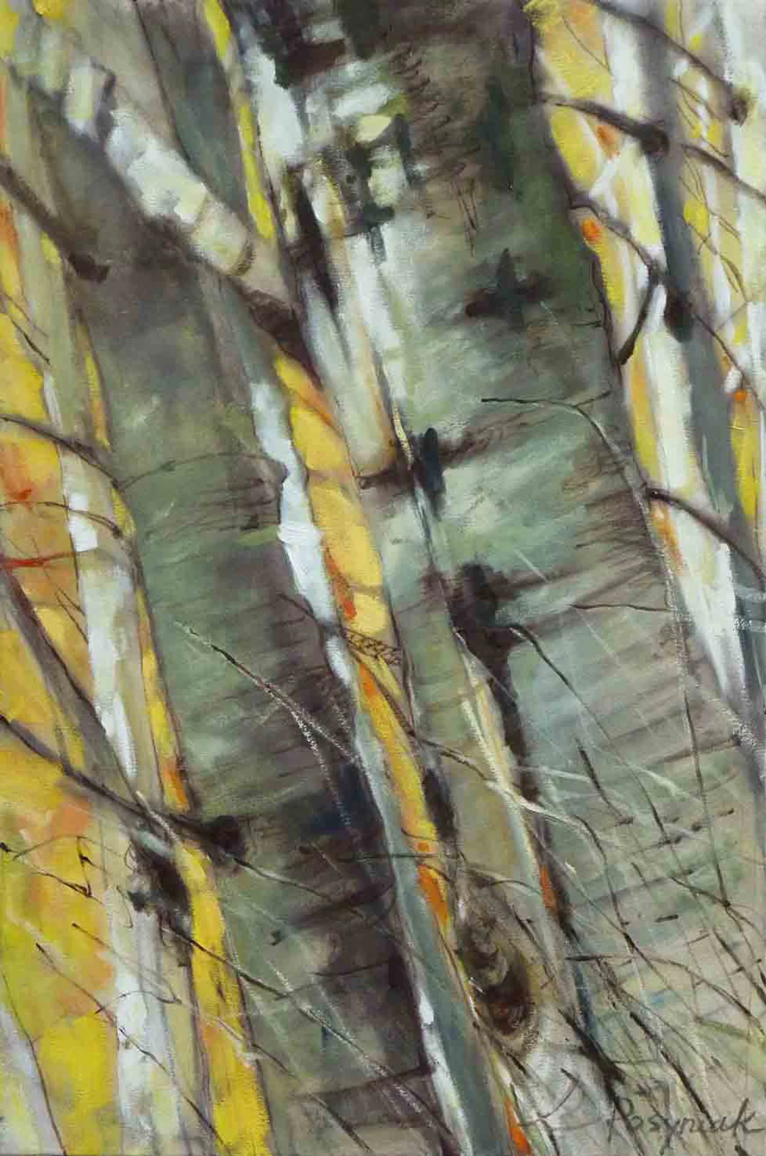 Aspen Fall 1, encaustic on canvas 36.0 x 24.0 in