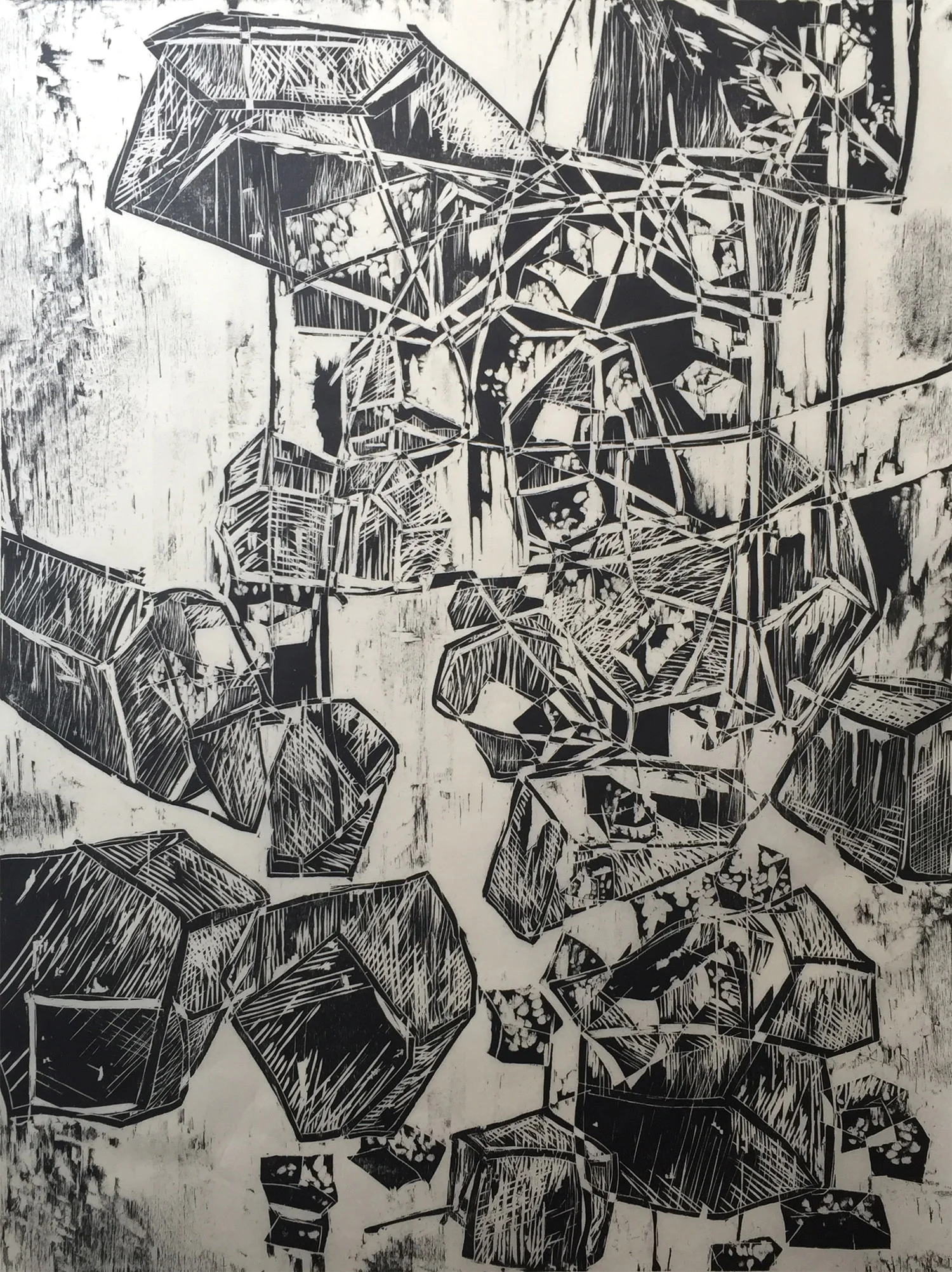 Building Blocks, ed. 2/5, woodcut on Thai mulberry paper 50.0 x 37.0 in