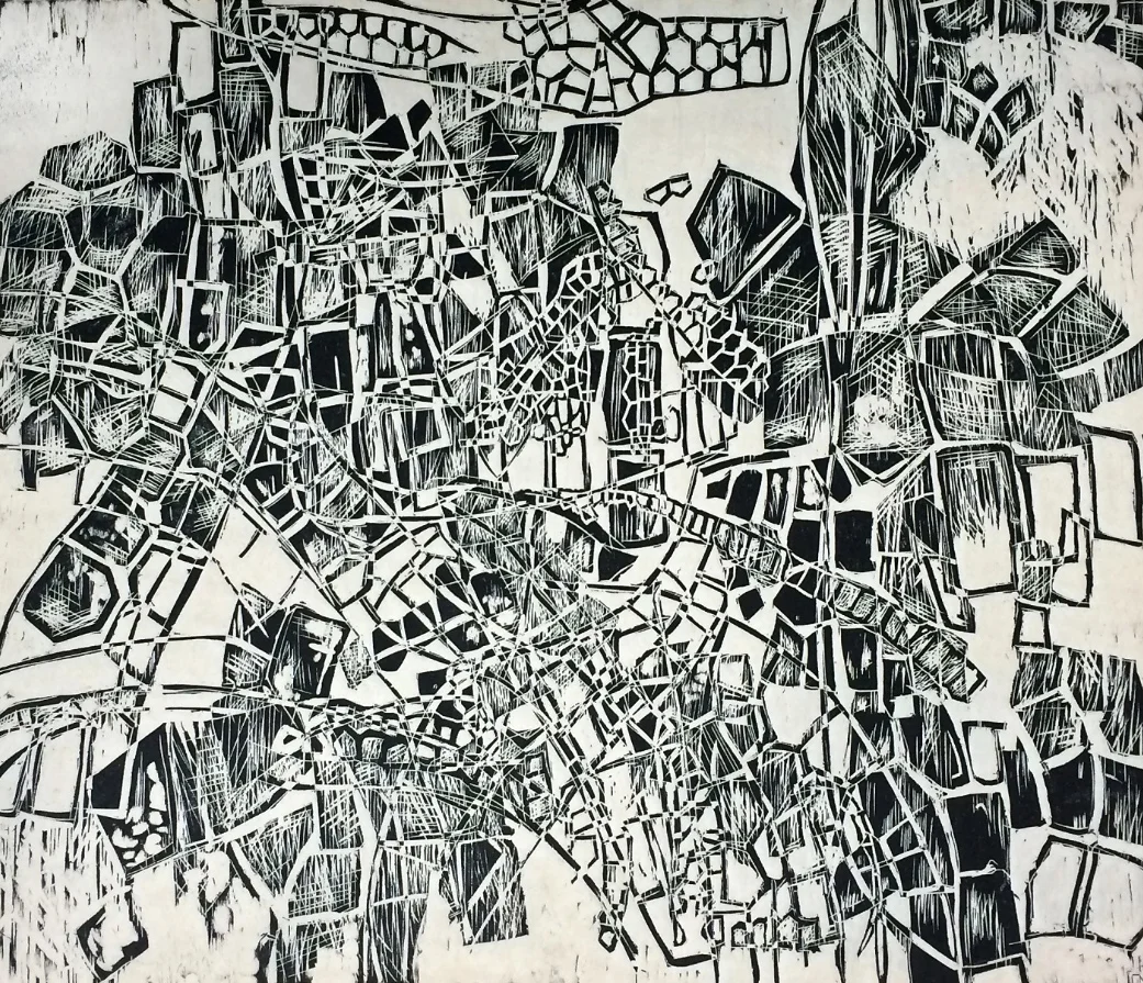 Discarded Map, ed. 2/5, woodcut on Thai mulberry paper 20.0 x 24.0 in