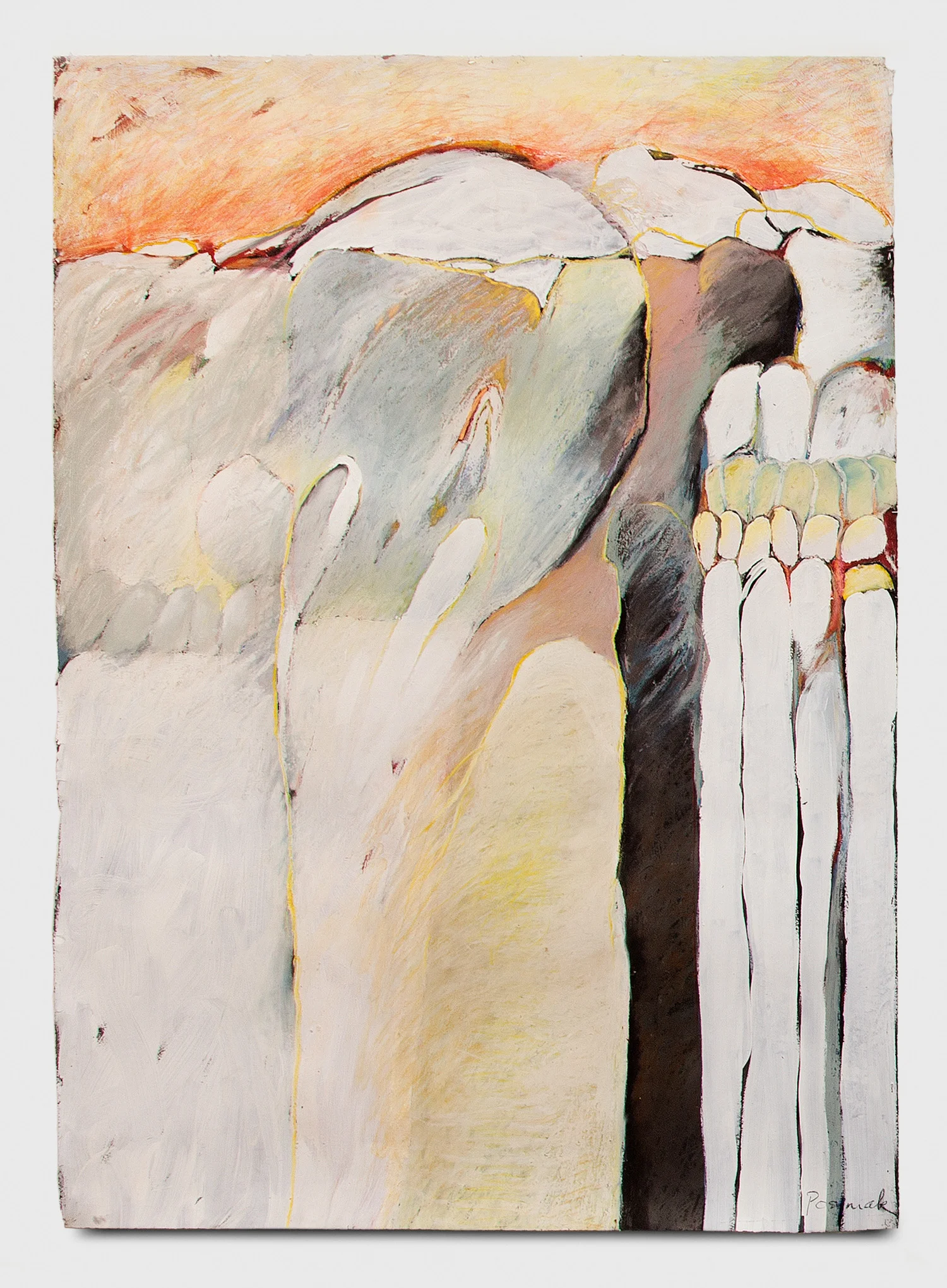 Life Trilogy I, acrylic, chalk pastel, oil stick & charcoal on paper, 71 x 50 in.