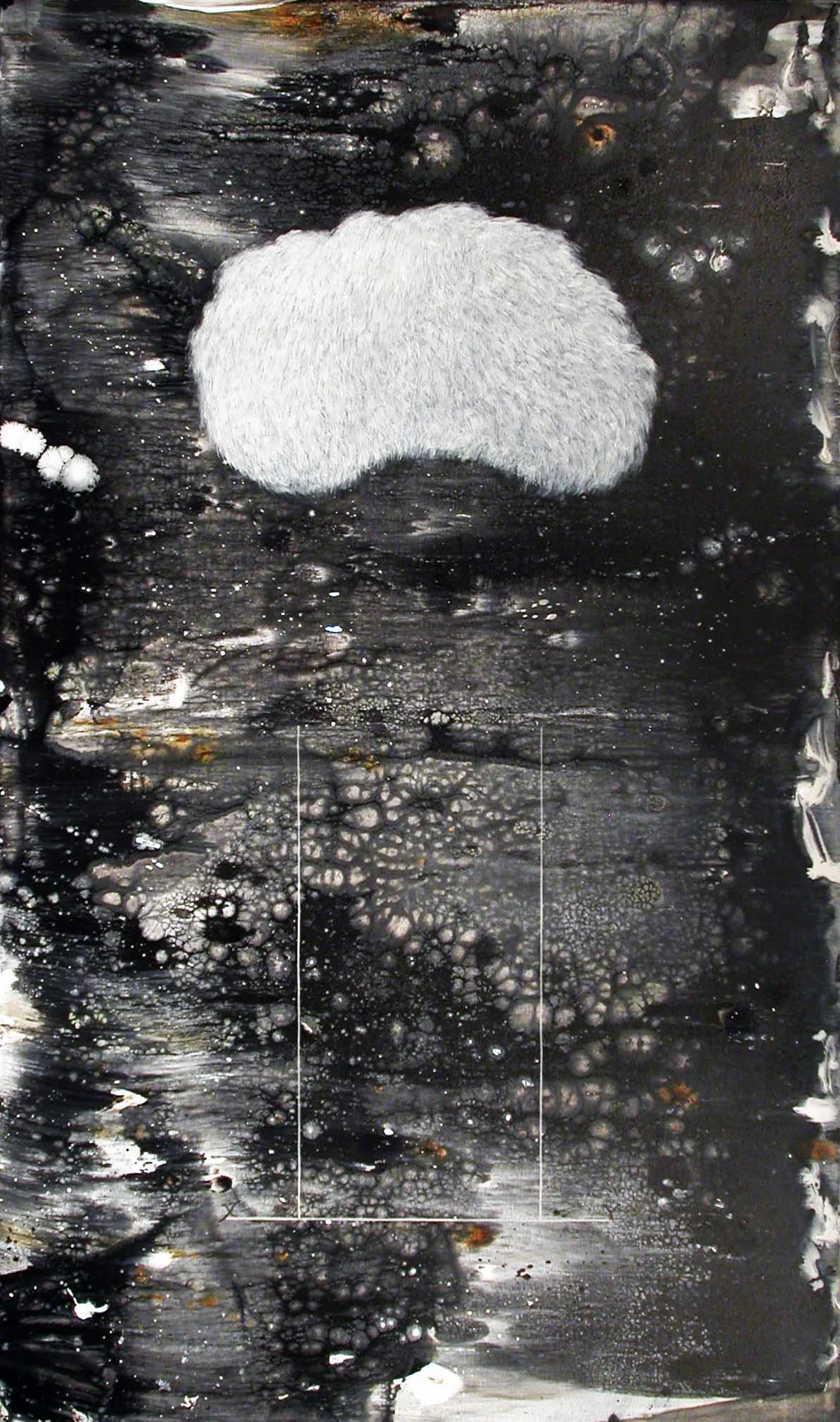 Stars Are Falling All Around Us, mixed media on canvas, 68 x 40 in.