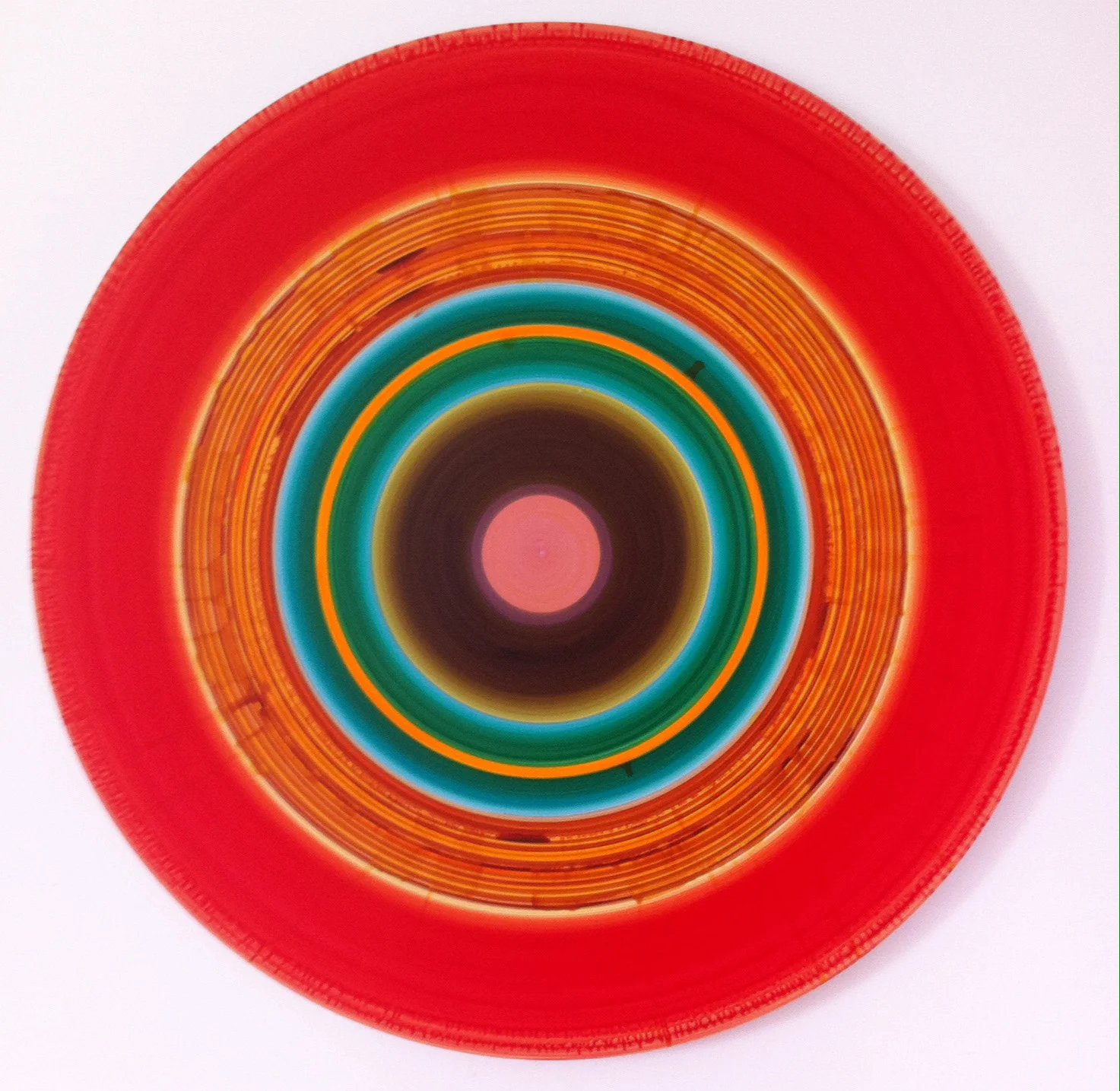 untitled (No 5-41), acrylic & ink on mylar, mounted on aluminum, 41 in. diameter