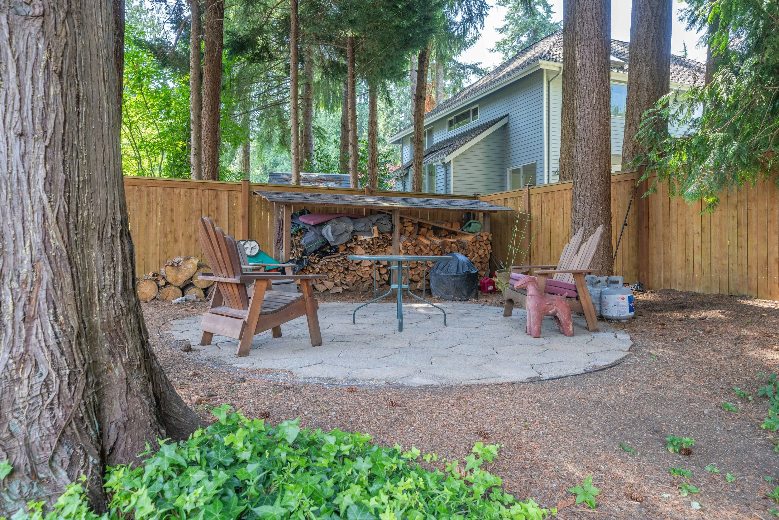 Firepit area in backyard