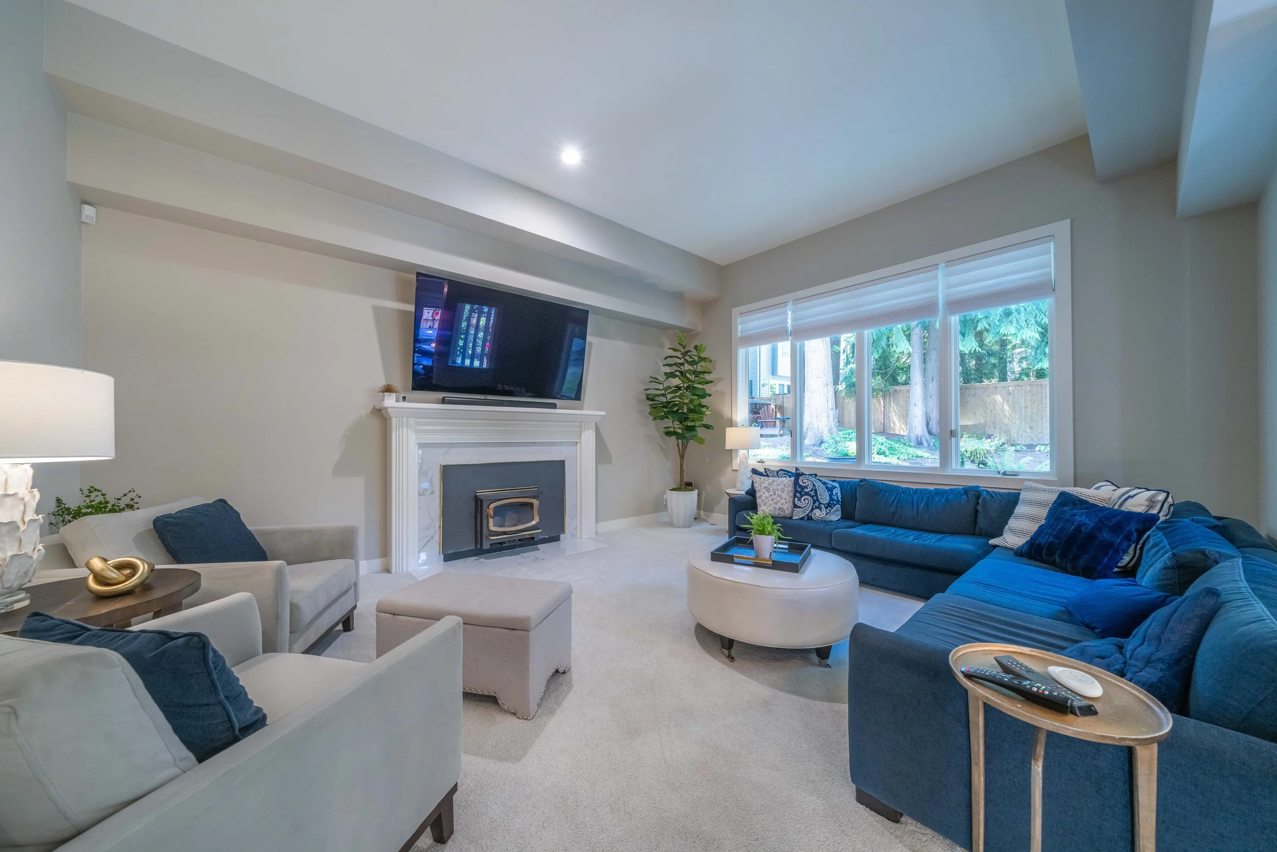 Family Room with Wood Burning Stove