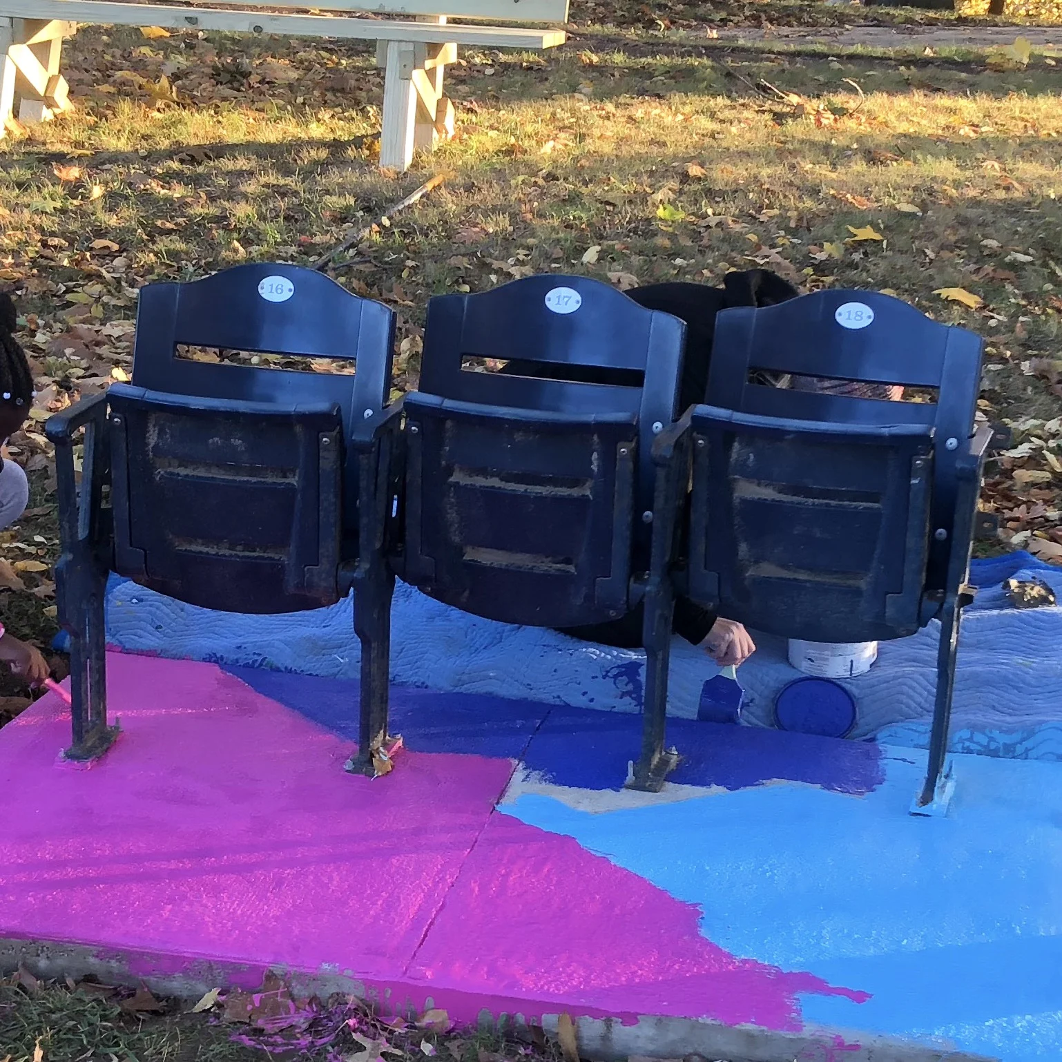 Cascade Park up-cycled ballpark seats