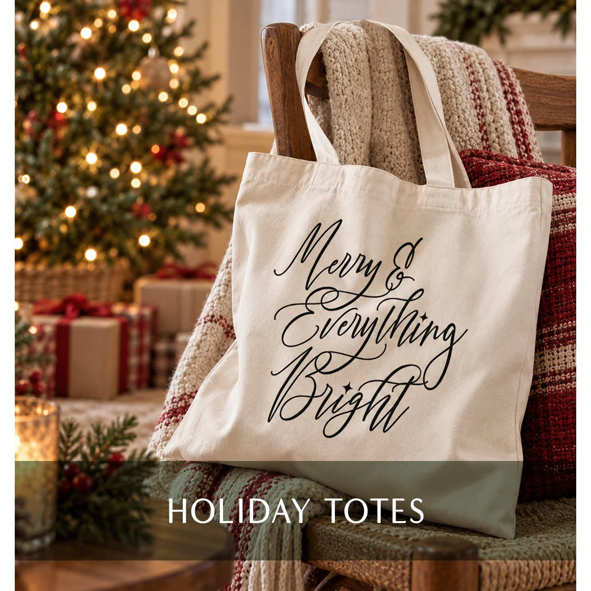 Holiday Christmas Tote Bags