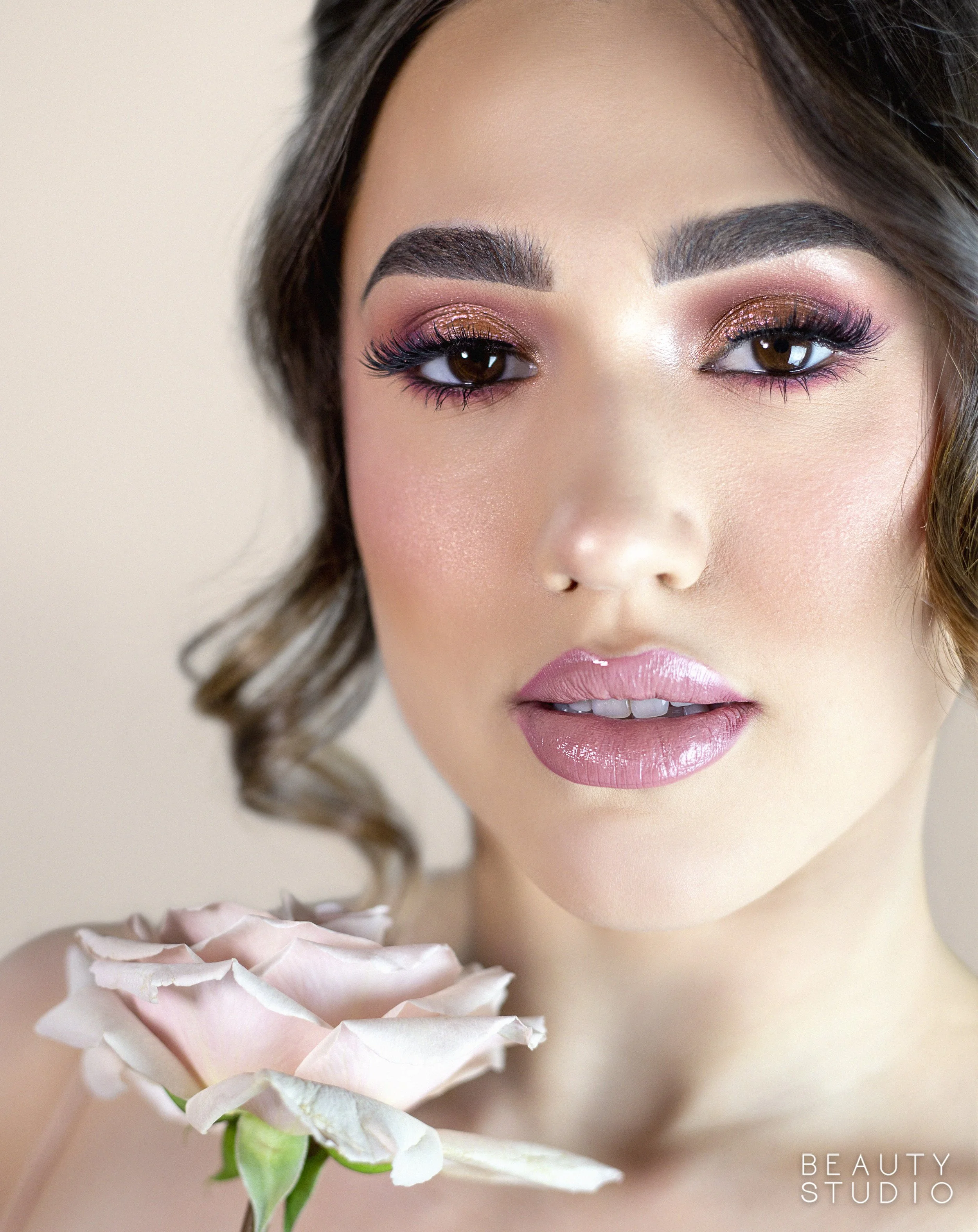 Micaela Bridal High Bun Pink Gallery BEAUTY STUDIO INC