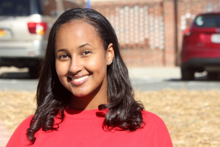 Mahalet Samson, 18, smiles for a portrait outside of the Reckford Armory in College Park, Md. on Thursday, Oct. 25, 2018. (Alexandra Glover/The Black Explosion)