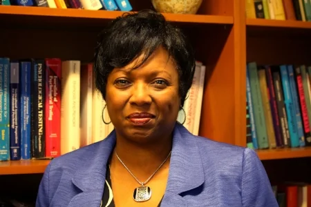 Dr. Sharon Kirkland-Gordon, the director of the University of Maryland Counseling Center, in her office at the Shoemaker Building in College Park, Md. on Monday, Oct. 29, 2018. (Alexandra Glover/The Black Explosion)