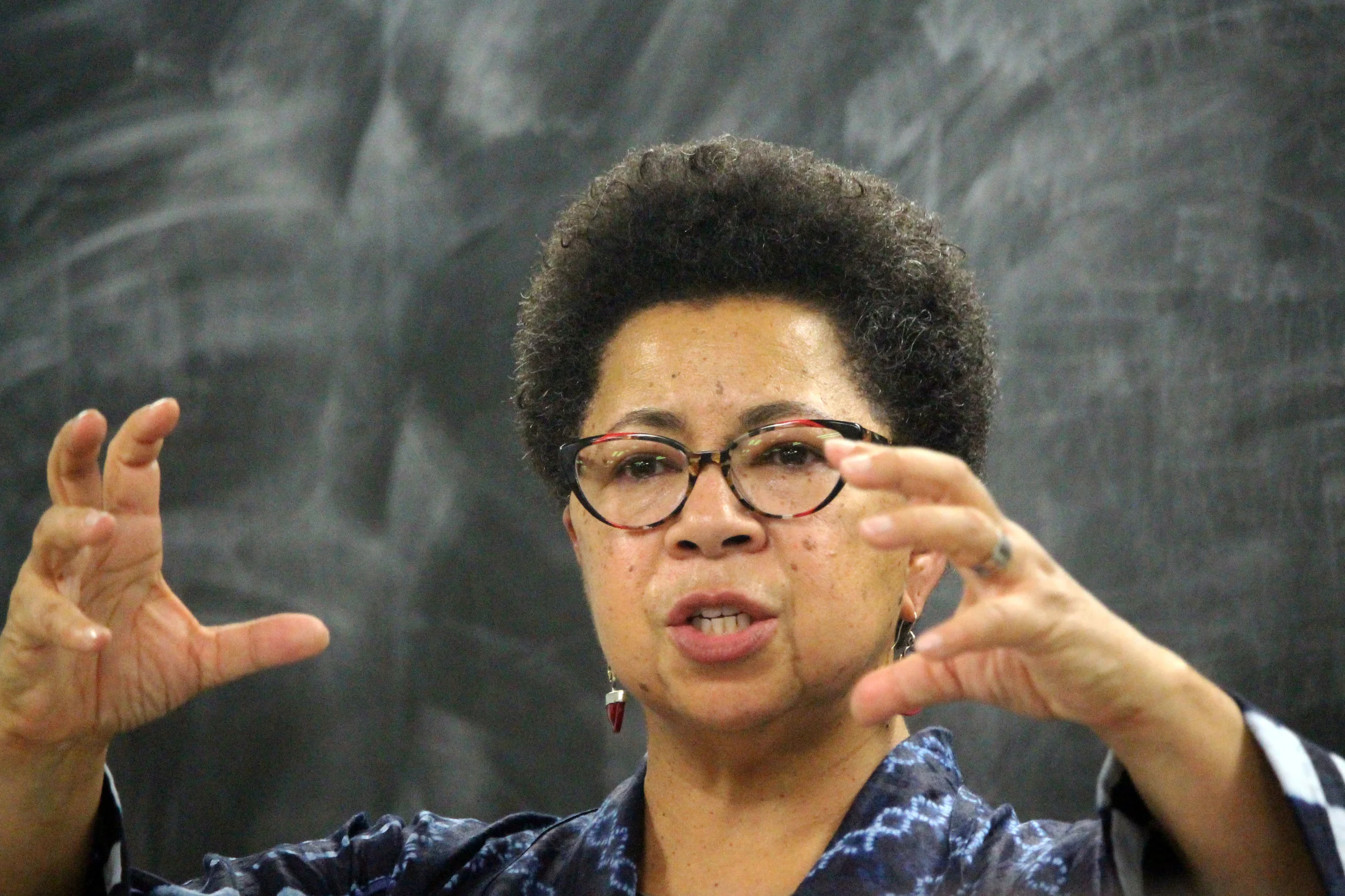 Dr. Barbara Ransby, the award-winning author of “Making All Black Lives Matter: Reimagining Freedom in the 21st Century,” highlights the importance and influence of Black women within the Black Lives Matter movement during her public seminar at Symons Hall in College Park, Md. on Monday, Dec. 3, 2018. (Alexandra Glover/The Black Explosion)