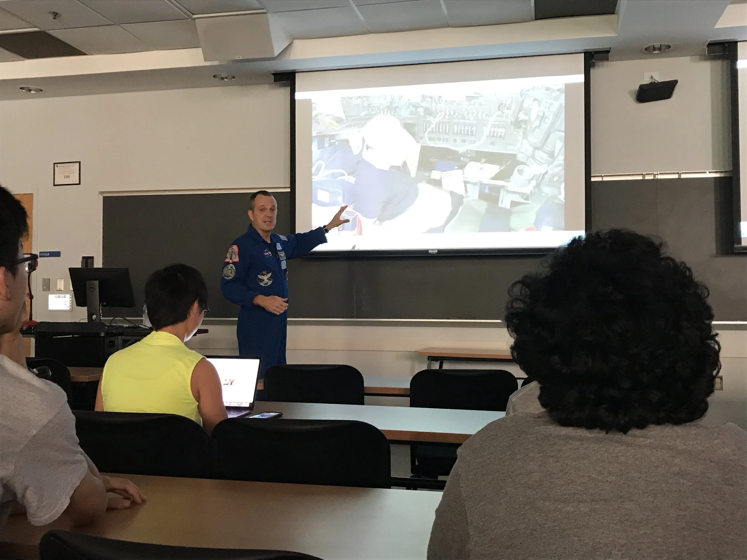 Astronaut Ricky Arnold gives a presentation to students and faculty at the University of Maryland on Thursday, May 2, 2019. (Isaiah Smith/The Black Explosion)