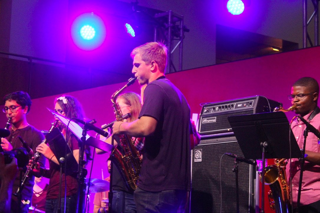 The Hip-Hop Orchestra at the University of Maryland performing at the 2018 NextNOW Fest. The group is currently working on two songs by rapper Logic and is performing May 10 at the Nyumburu Amphitheater. (Photo courtesy of Hip-Hop Orchestra)