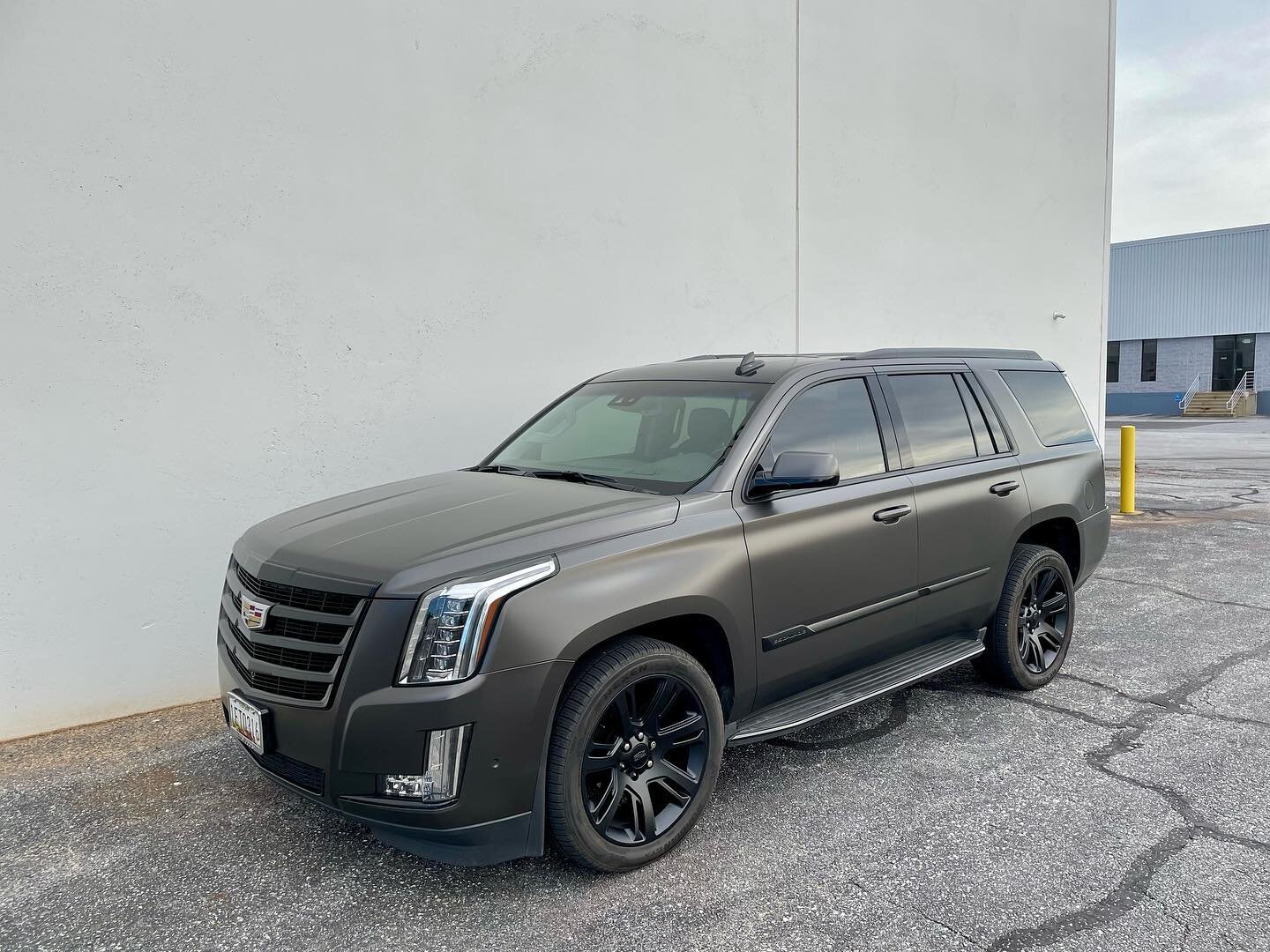 Escalade wrapped with @adgraphics_na Satin Basalt  and Satin Black chrome delete and Satin Black wheels with the help from our friends at @alloywheelrepair_ #radwraps