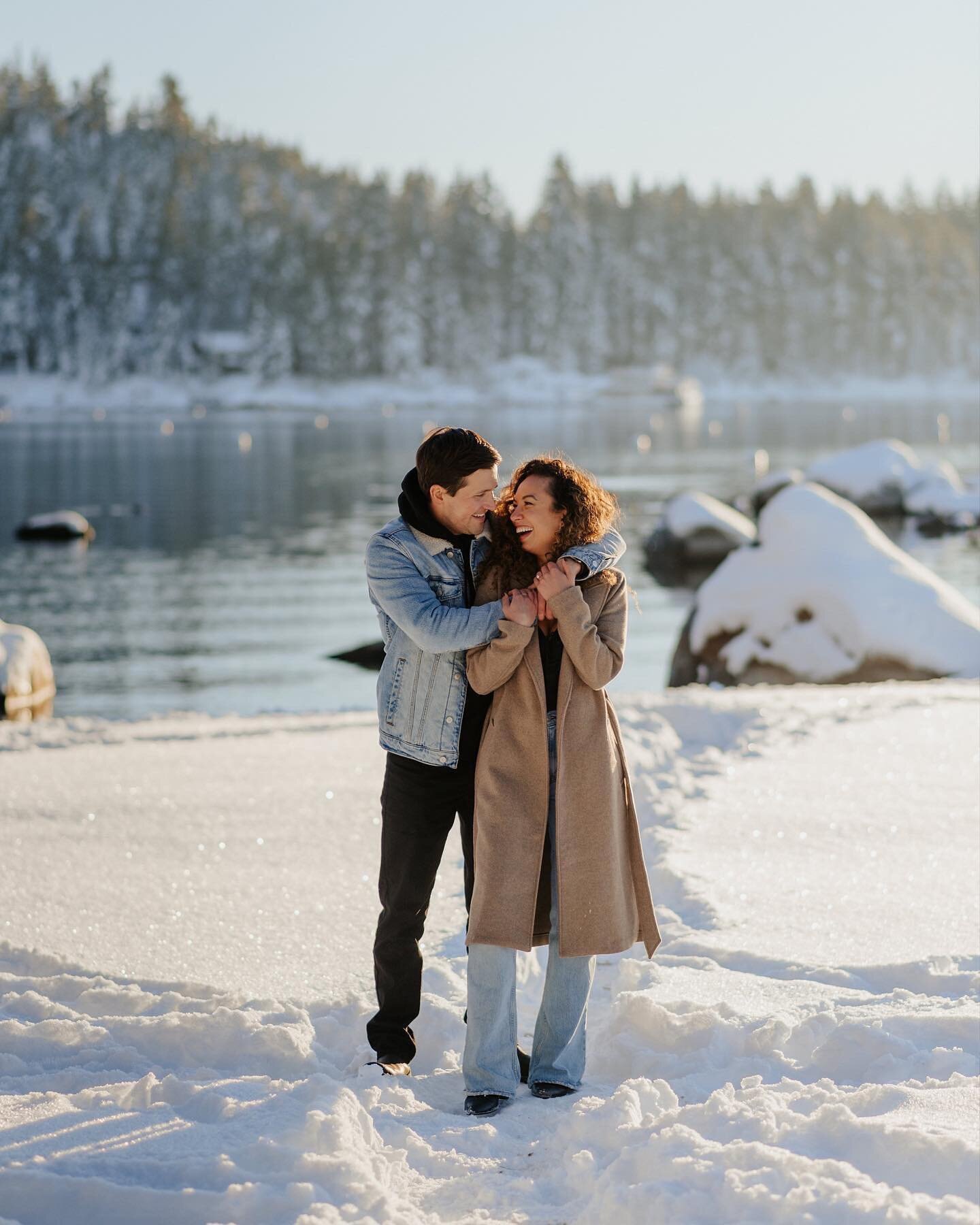 Snow has been on the forecast the last several days, with more on the way! Outside of fall, this is my favorite time of the year for photo sessions &mdash; this winter wonderland engagement session in Tahoe was exactly why! We pretty frozen by the en