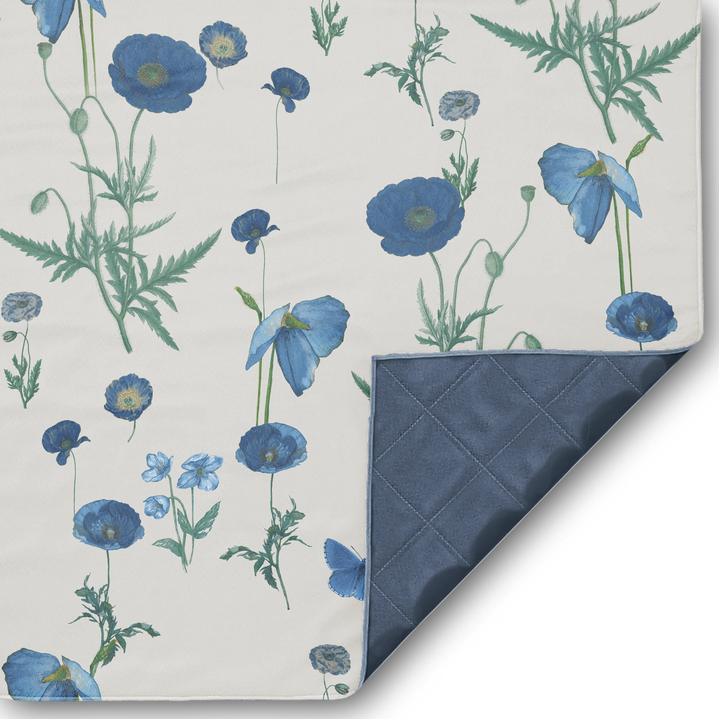 Blue Poppies Picnic Blanket