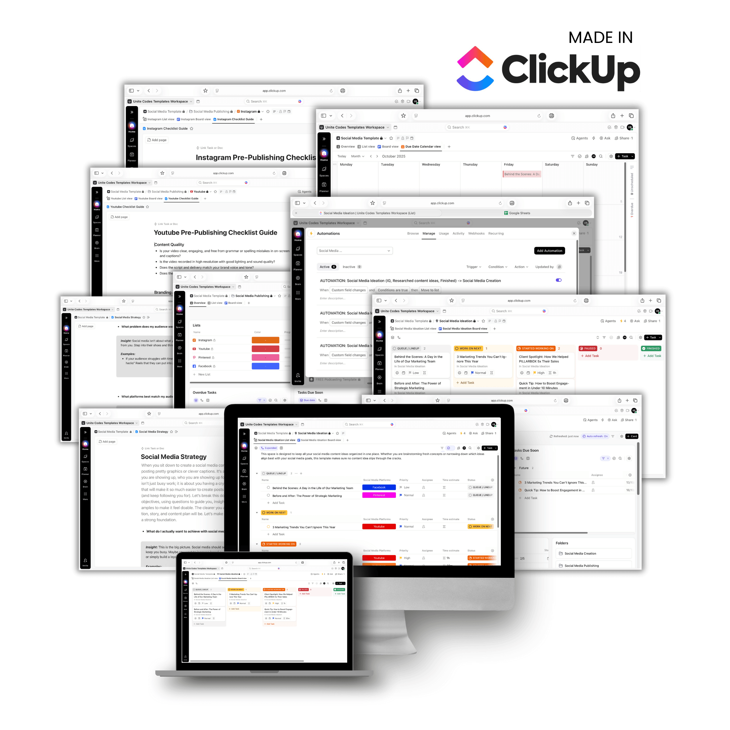 social media clickup templates