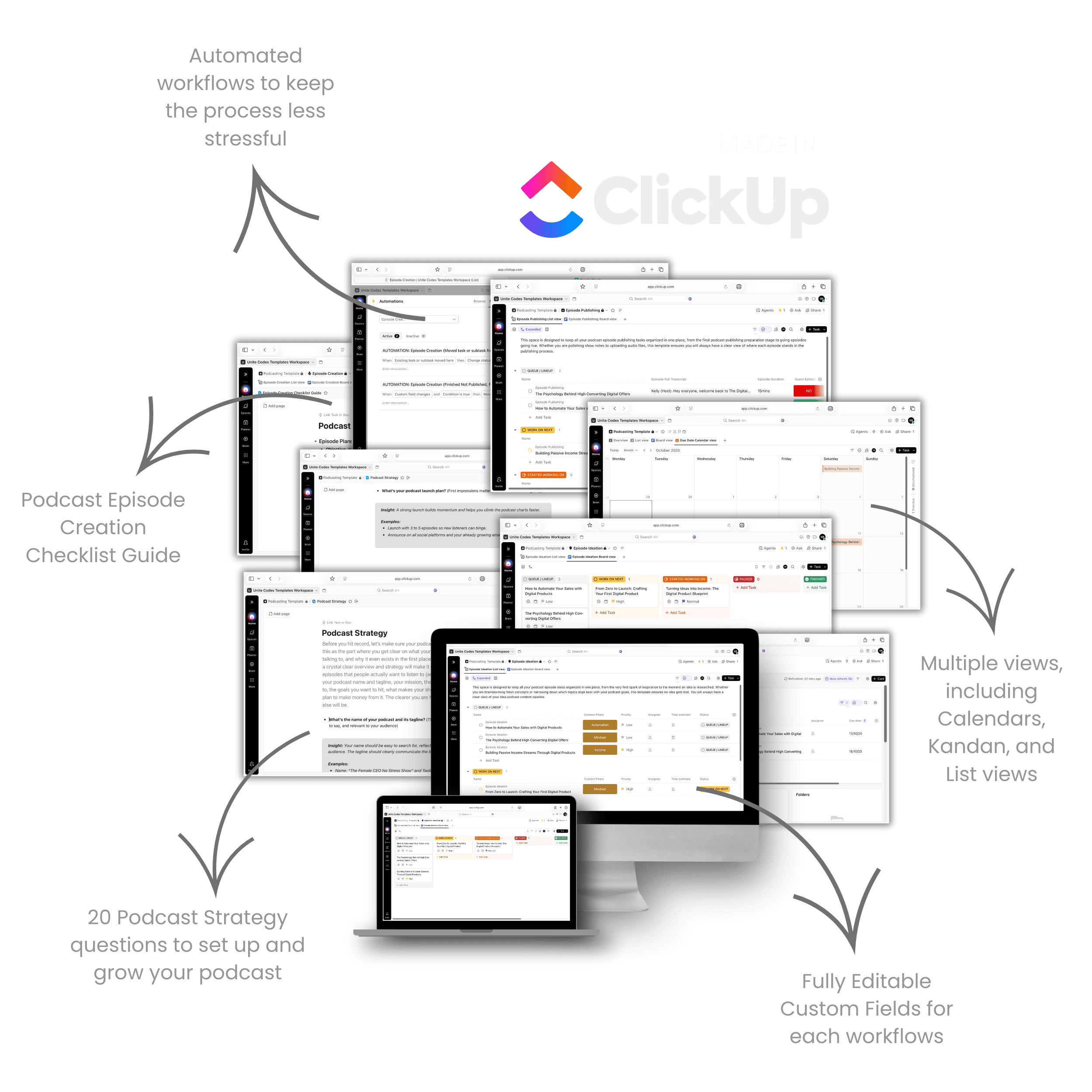 podcast clickup template