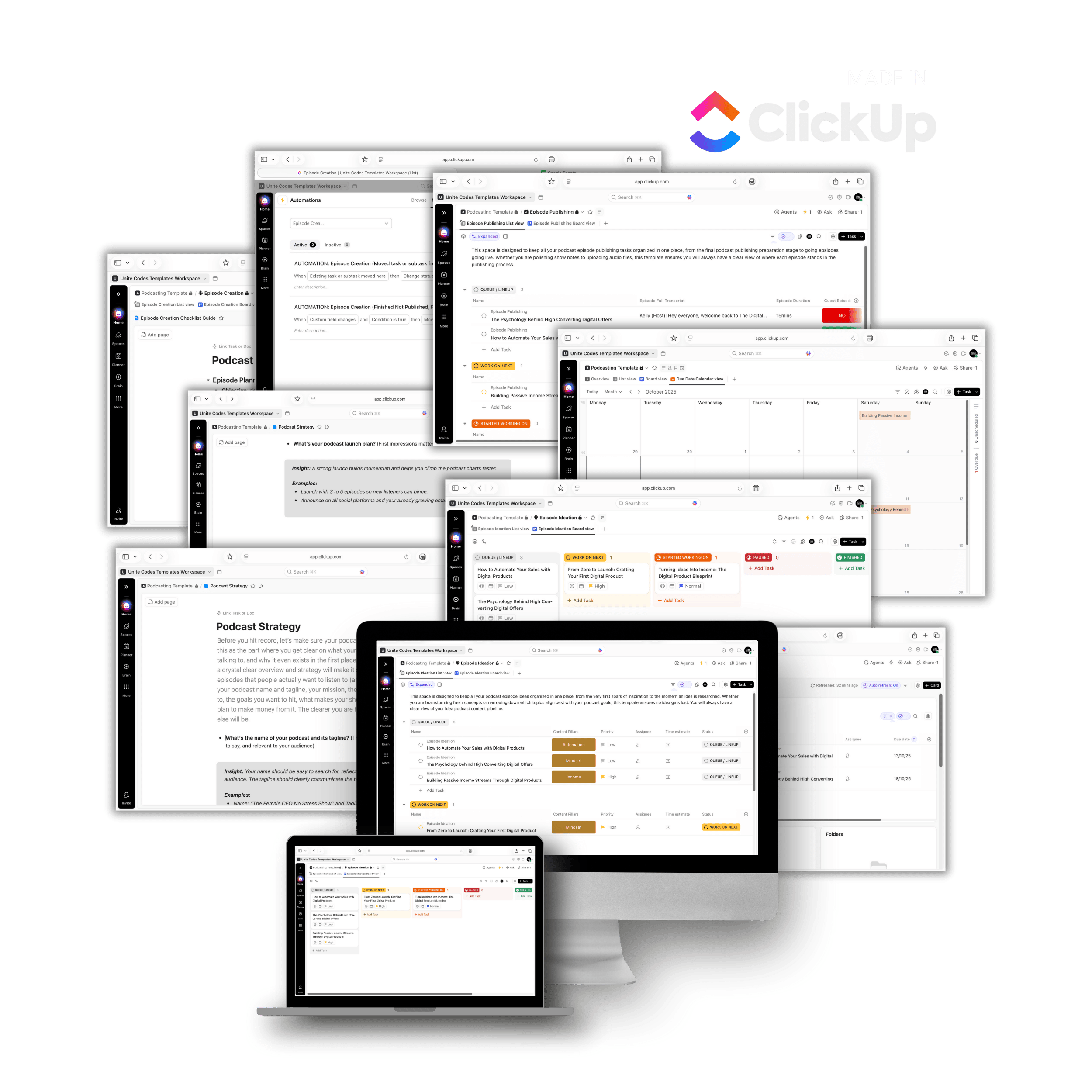 podcast clickup template