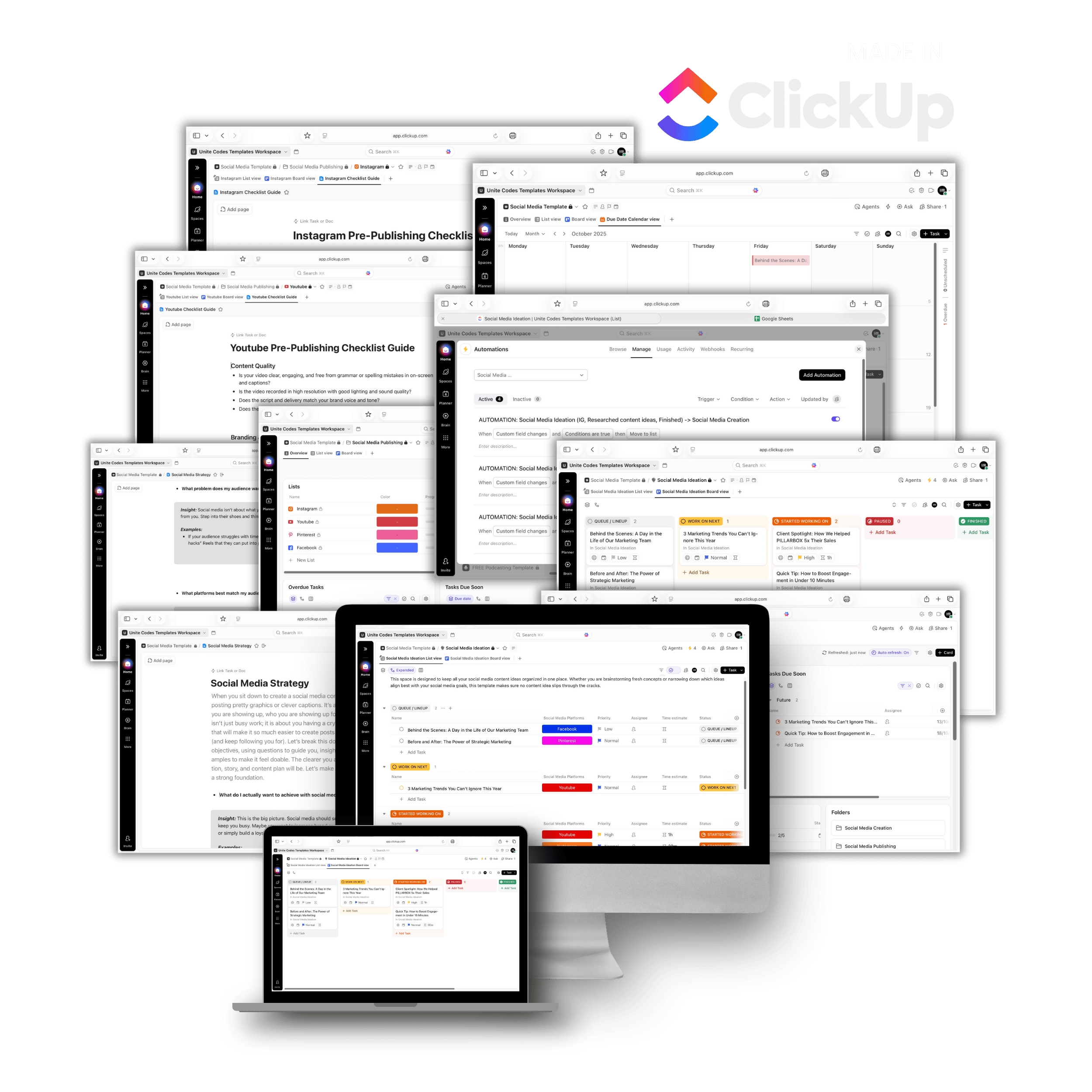 social media clickup template