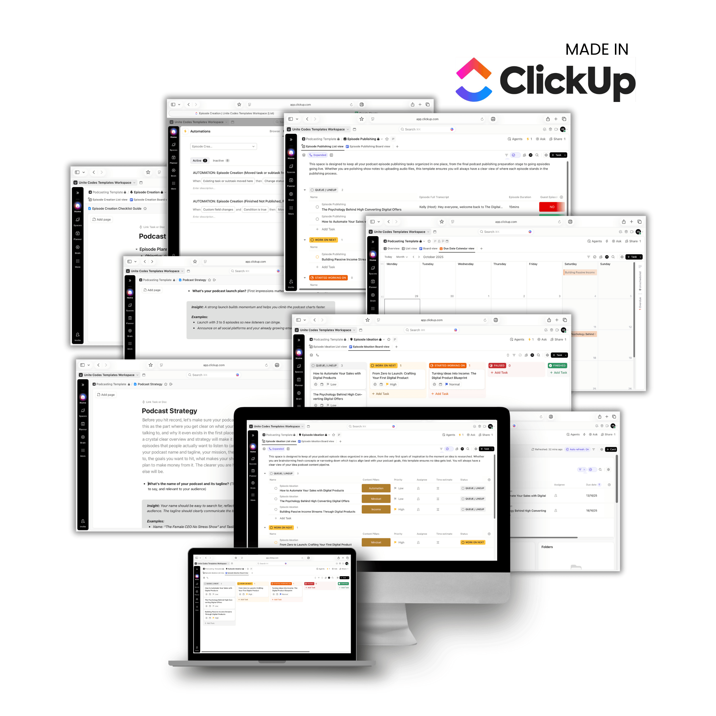 podcast clickup templates