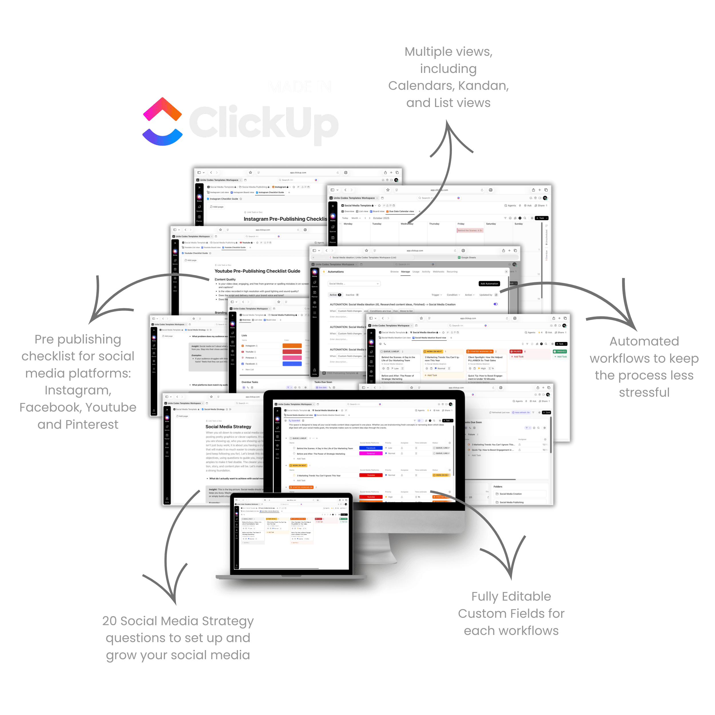 social media clickup template