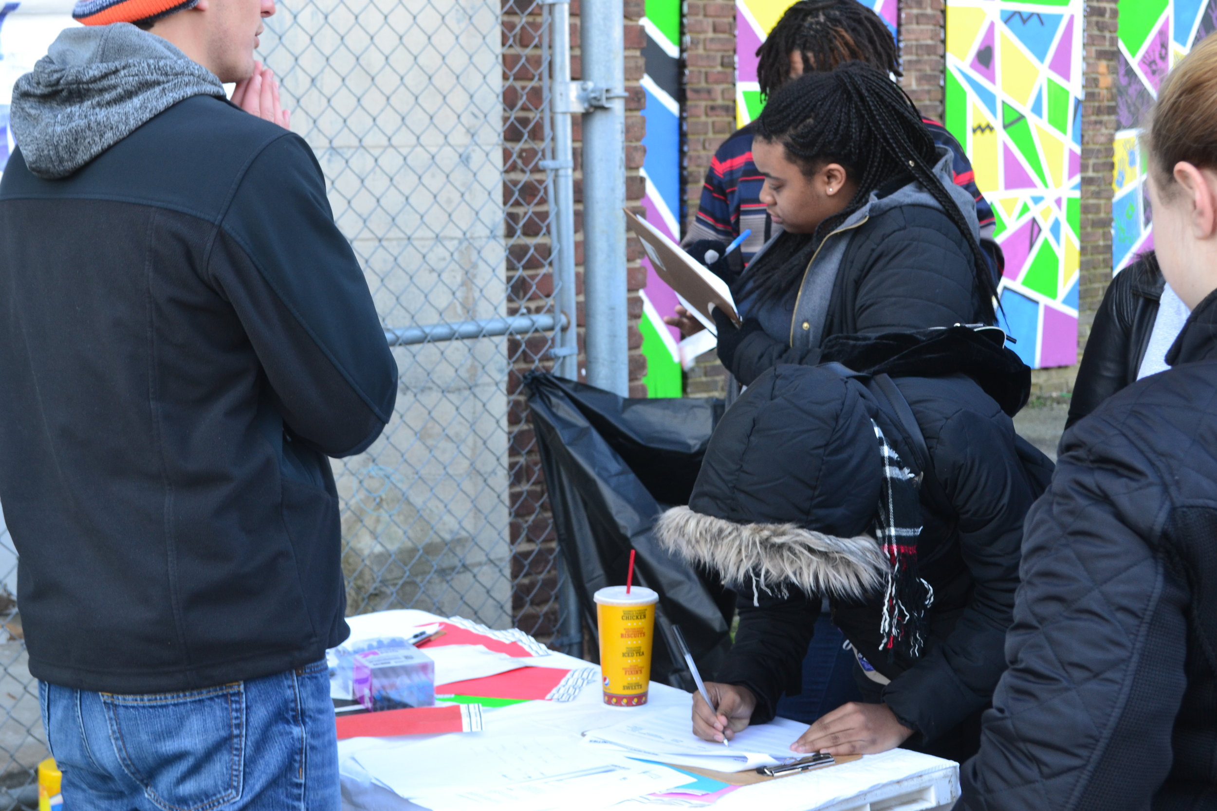 Volunteers getting ready on English Ave.