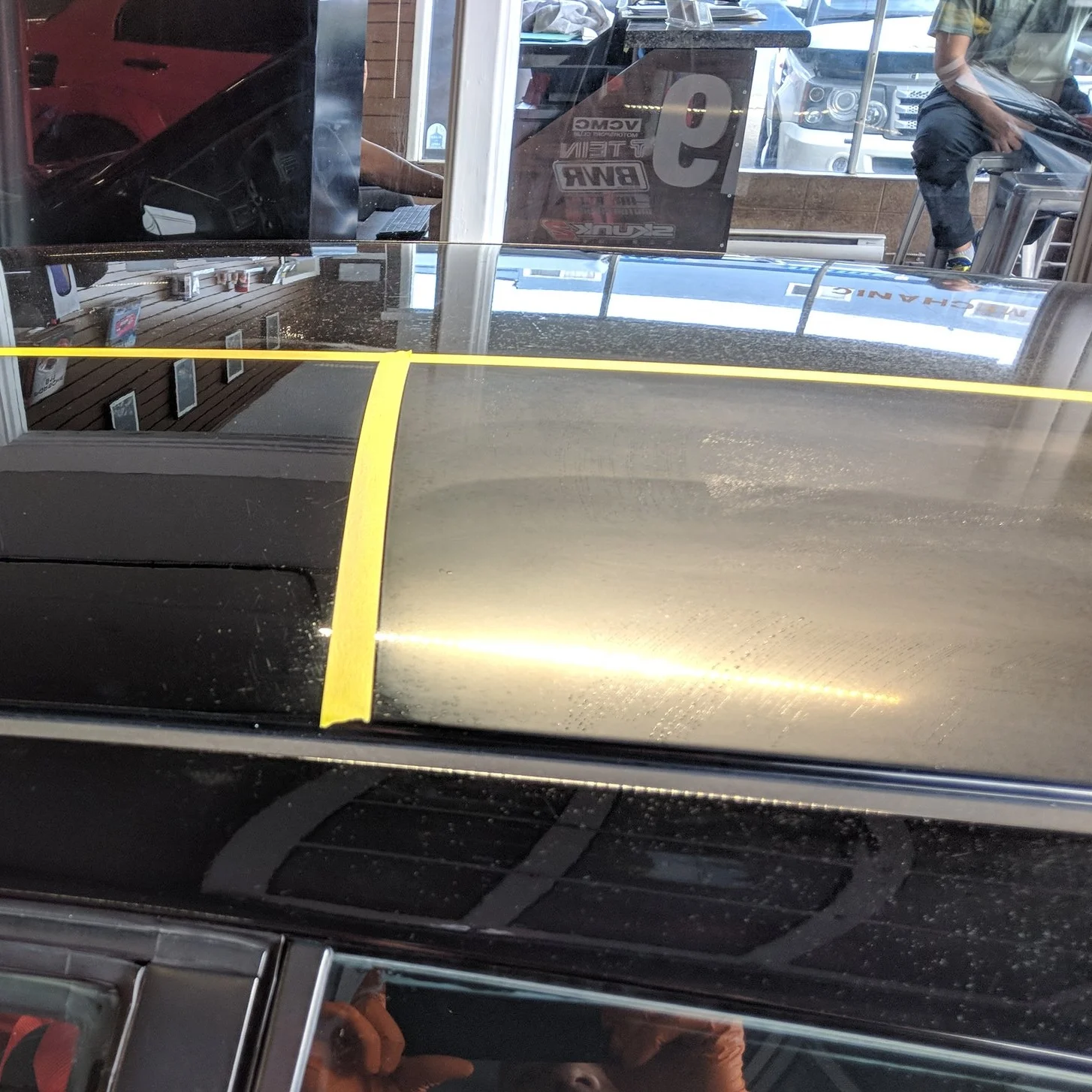 After two stages of wetsand, paint is hazy and ready for compounding