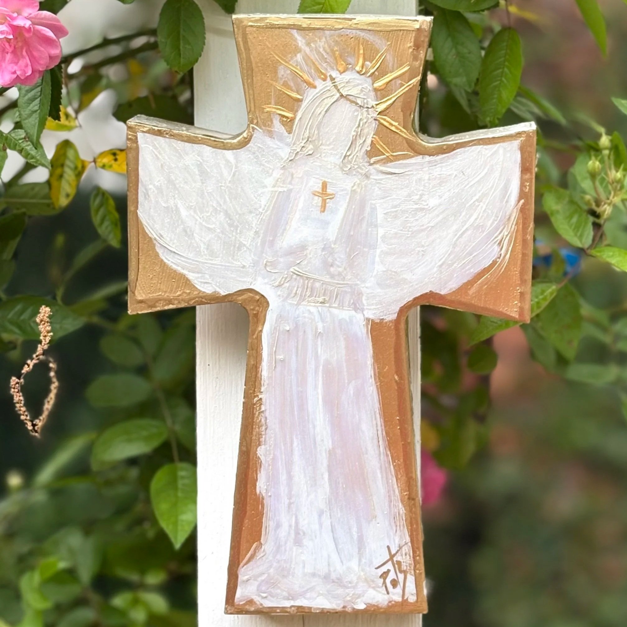 guardian angel, guardian angel cross, guardian angel gift, hand painted guardian angel