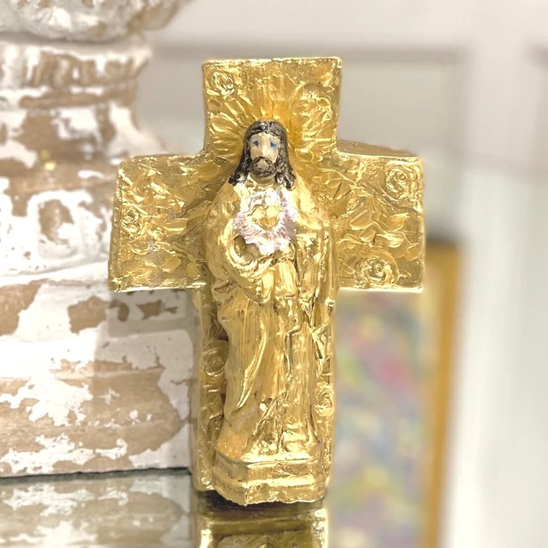 crucifix, gold crucifix, gold cross, gold crucifix, prayersontheside, the catholic company, catholic gifts, confirmation gifts, catholic artist, suzanne lyell