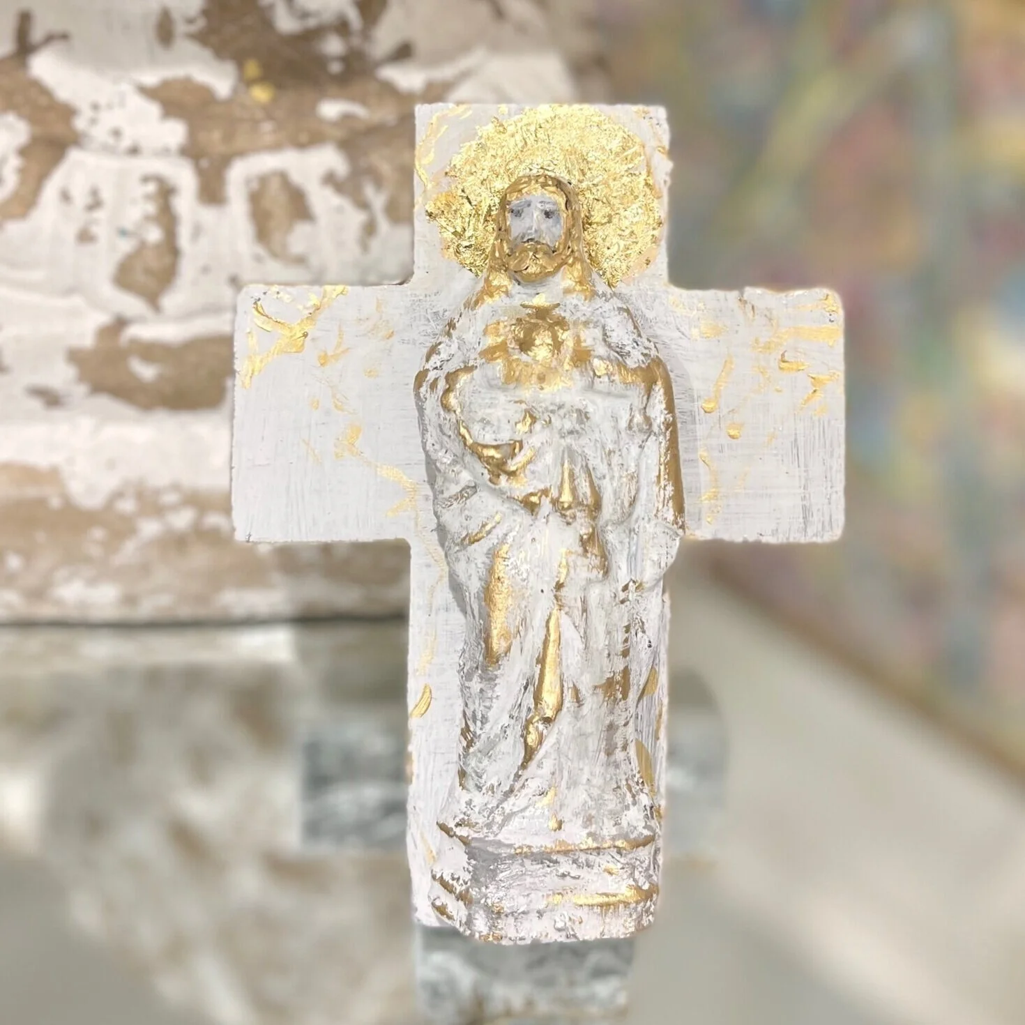 white crucifix, white cross, crucifix, gold cross, catholic gifts, the catholic company, suzanne lyell, catholic gifts