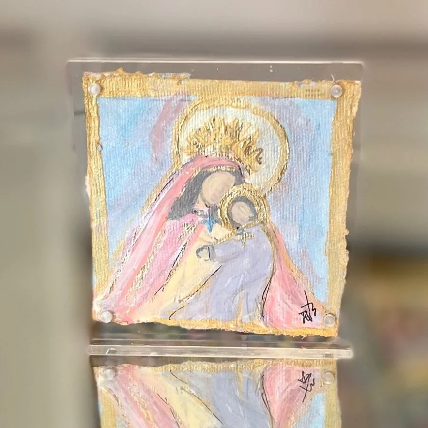 mothers day art, madonna and child art, catholic art, prayersontheside,abstract catholic art