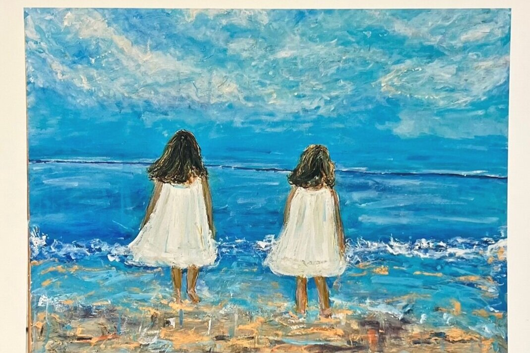 beach portraits, beach art, sister art, giclee prints, catholic art, fine art prints, christian art