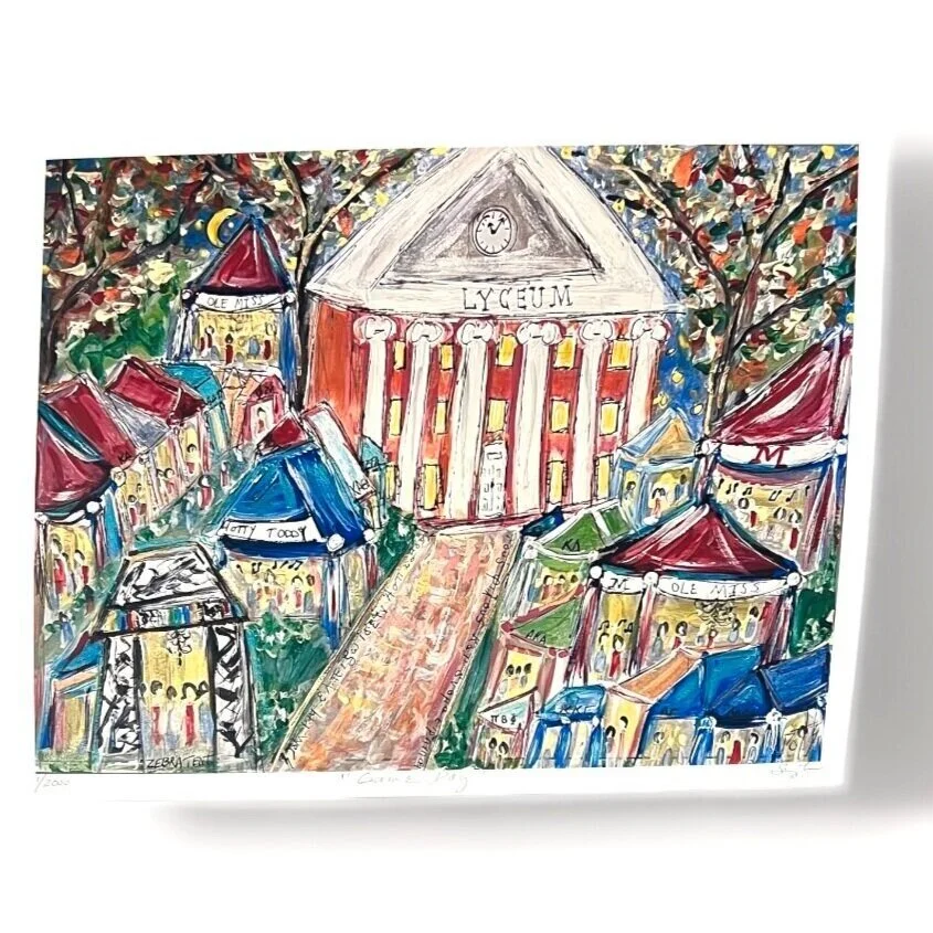 Ole Miss art, ole miss art, the grove ole miss, the grove prints, prayersontheside, sec art, the grove art.