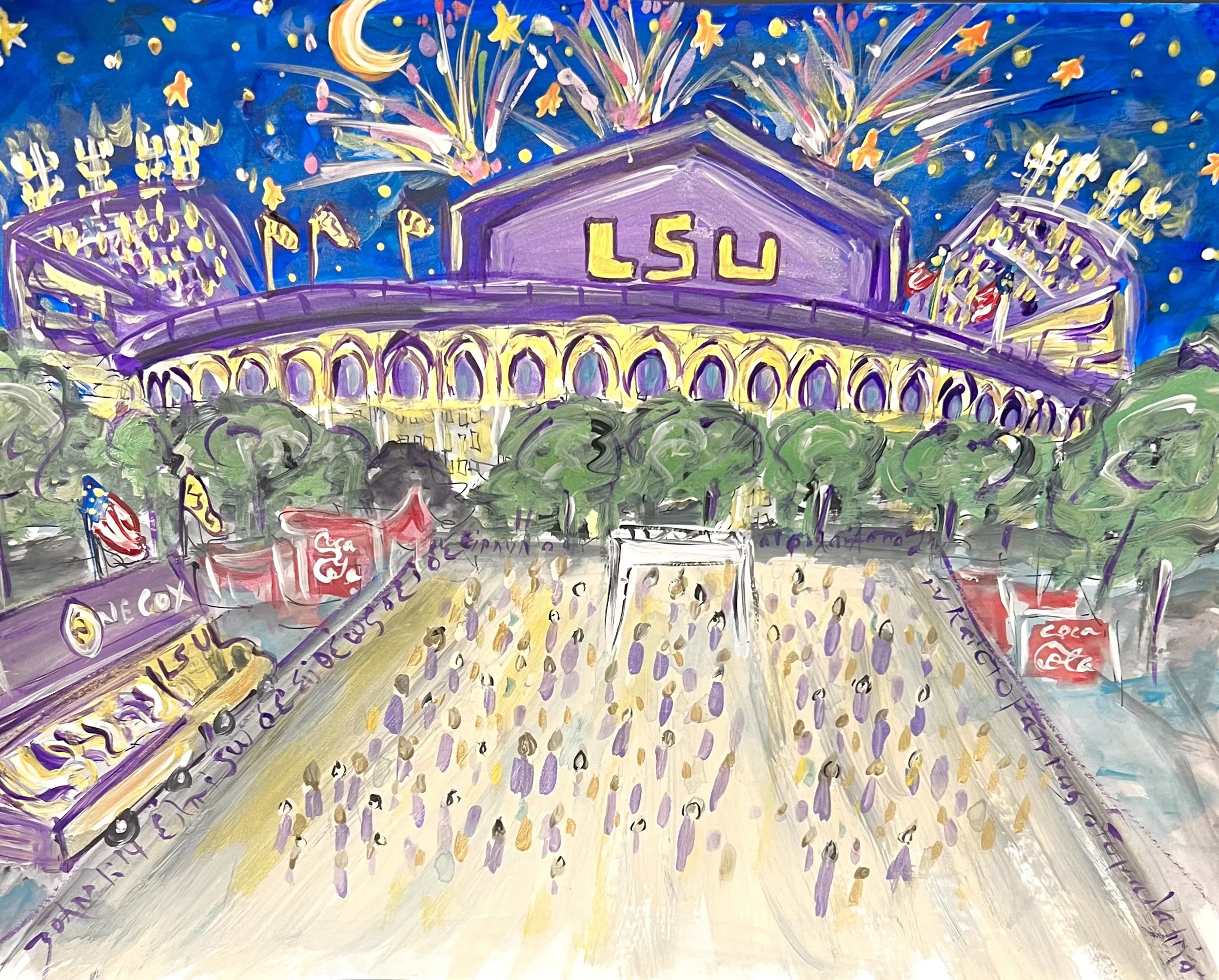 LSU, LSU art, lsu art, lsu watercolor, game day art, LSU prints, LSU giclee prints, prayersontheside